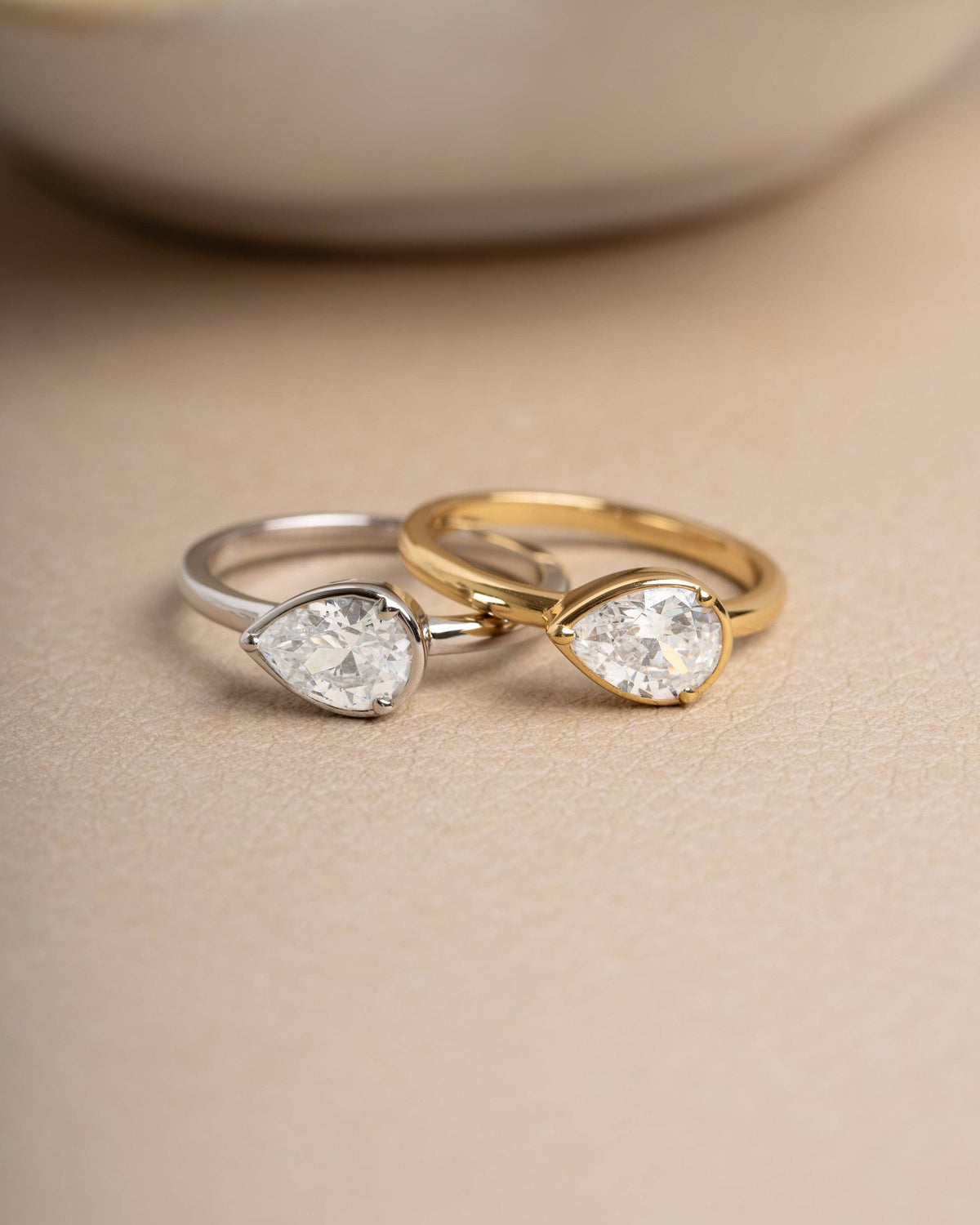 Sideways Bezel Pear Ring