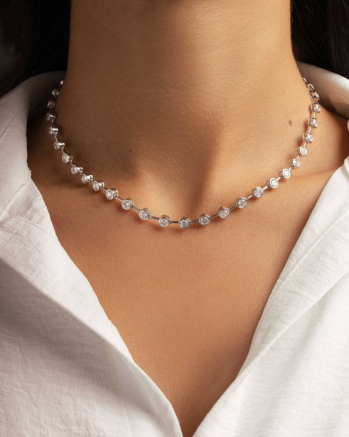 Icon Bezel Tennis Necklace