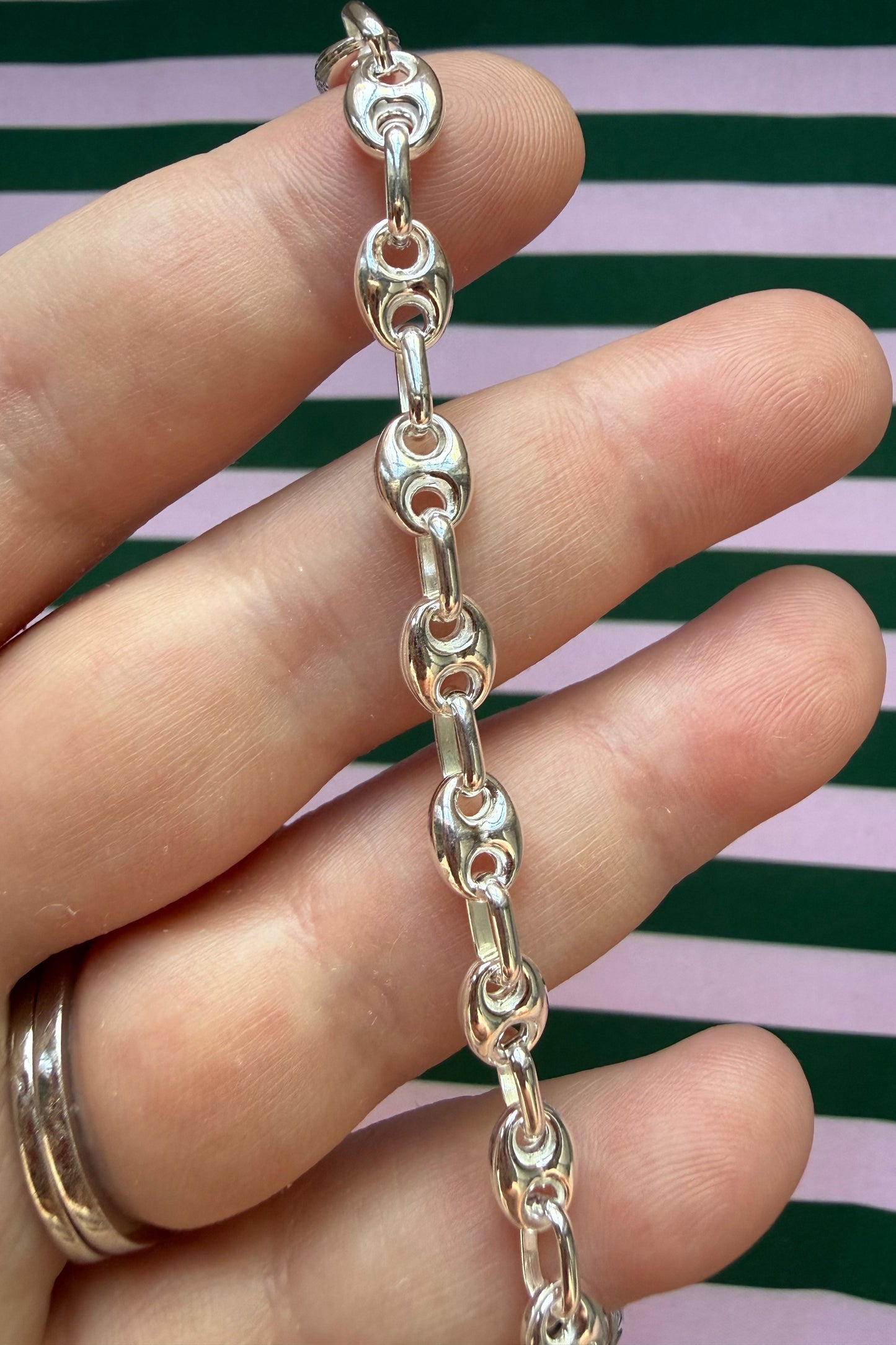 Sterling Silver 6mm puff mariner link bracelet 7”