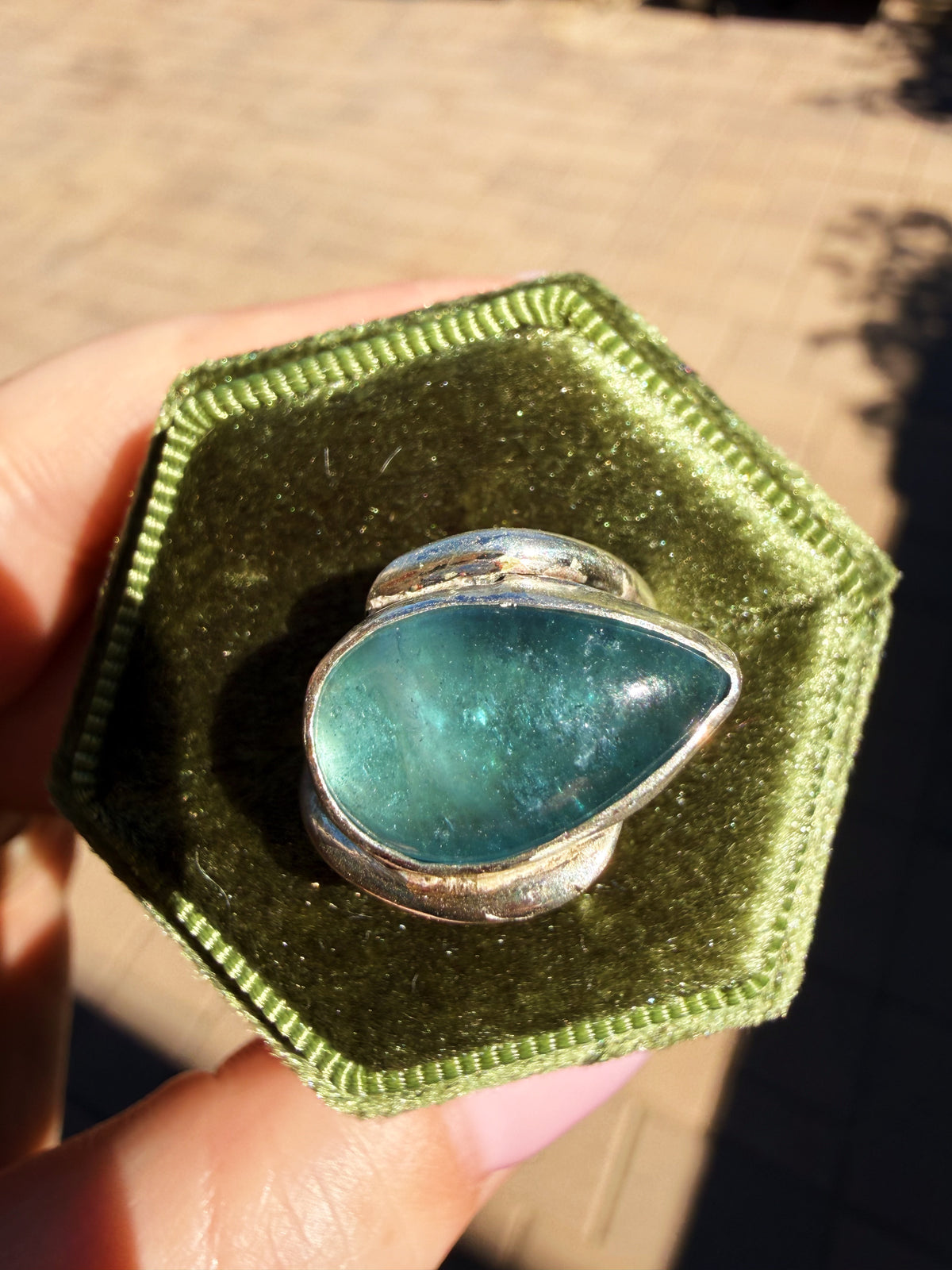Blue Flourite Sterling Silver Ring size 4.5