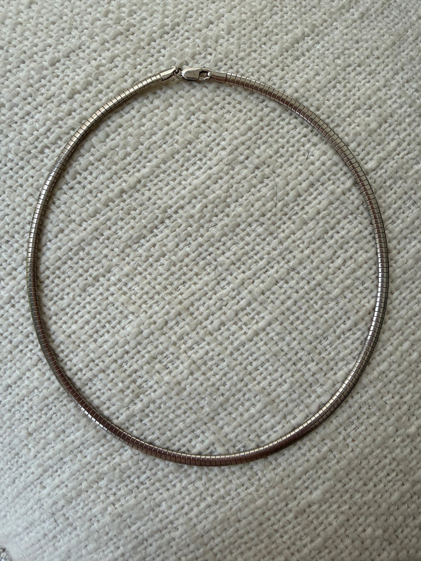 Vintage sterling silver omega collar choker necklace 16” 3.75mm