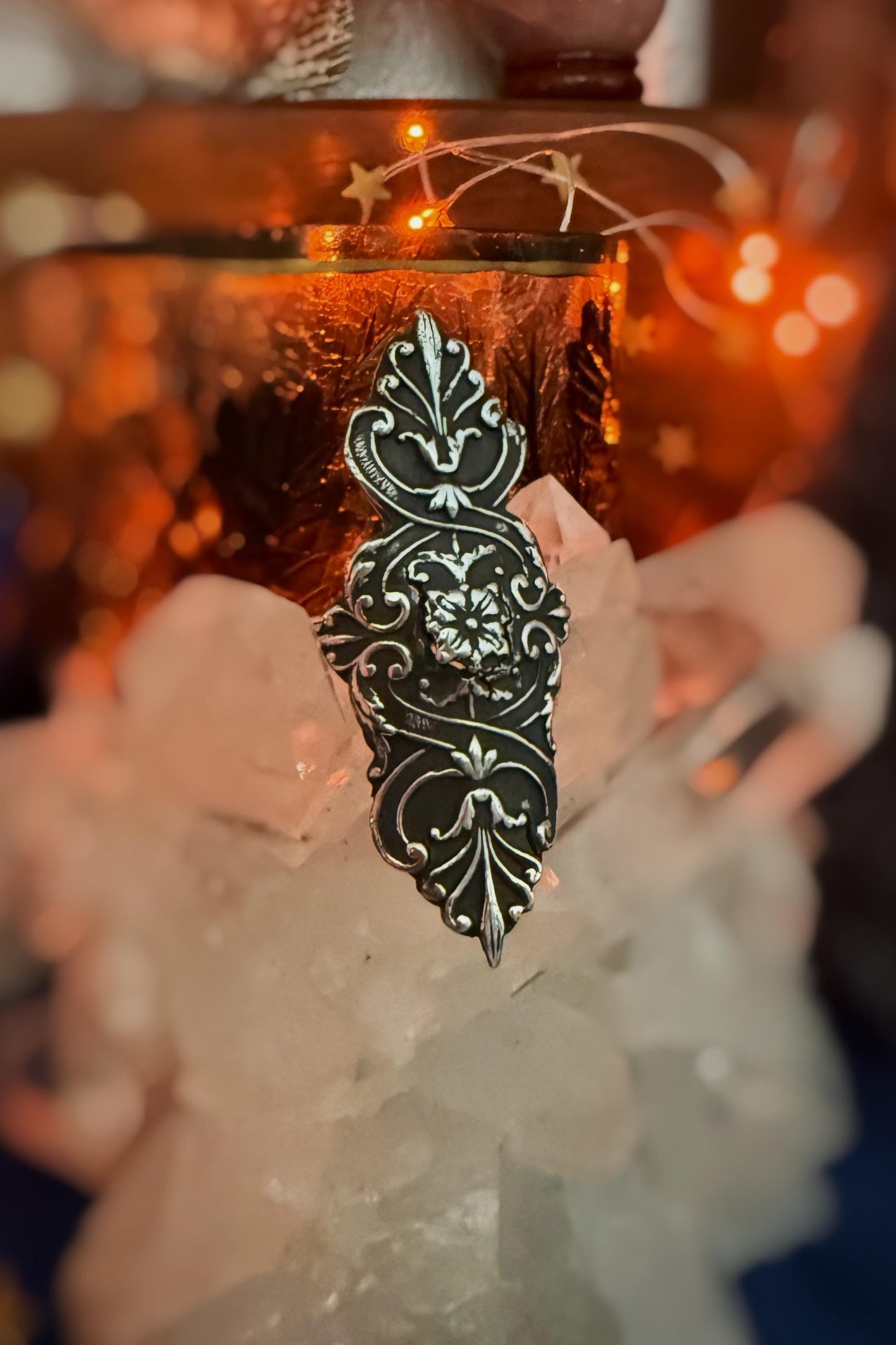 Floral Victorian Acanthus Shield ring handmade in fine and sterling silver