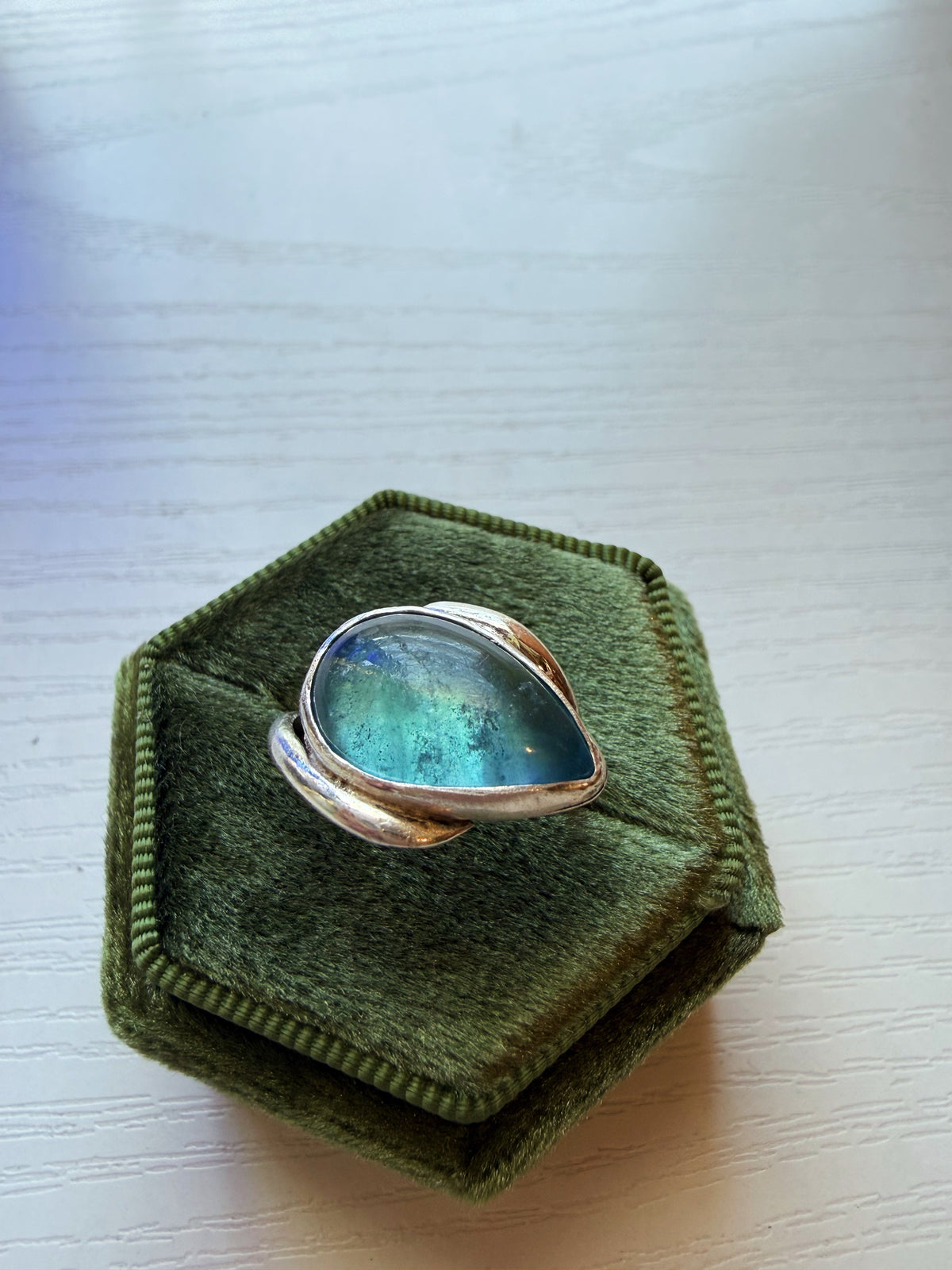 Blue Flourite Sterling Silver Ring size 4.5
