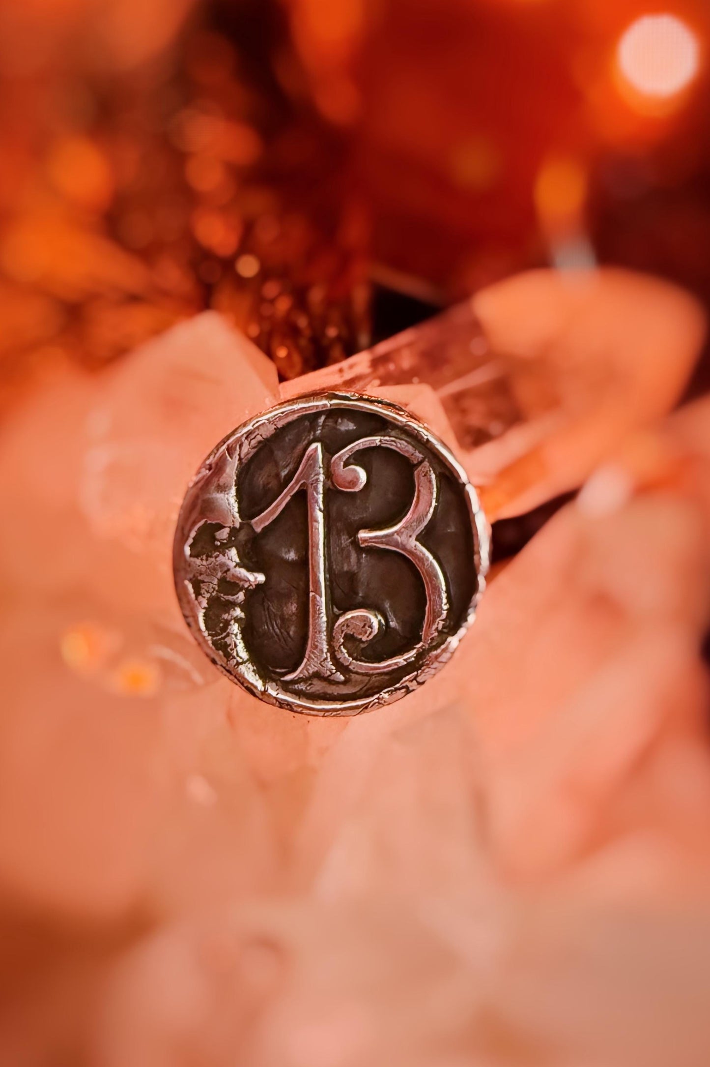 Handmade .999 fine silver vintage 13 man in the moon charm