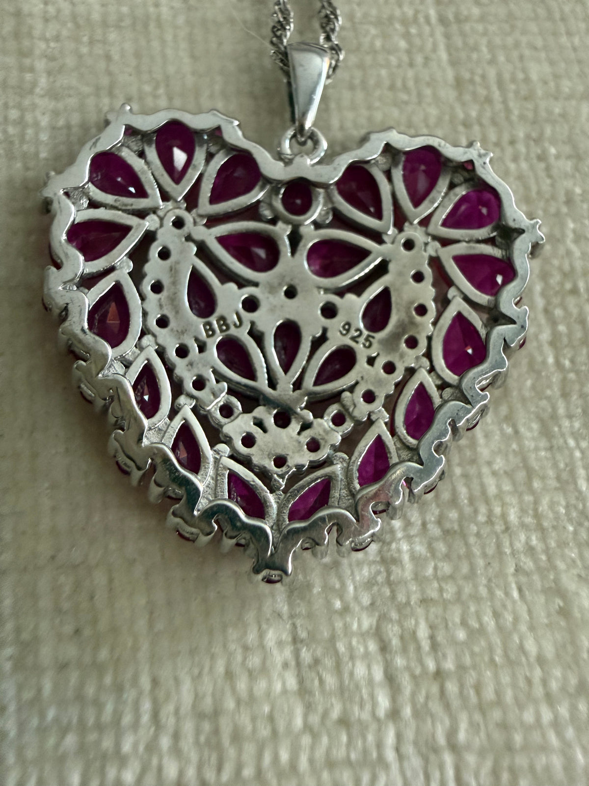 Sterling Silver Ruby Heart Pendant with 20” chain
