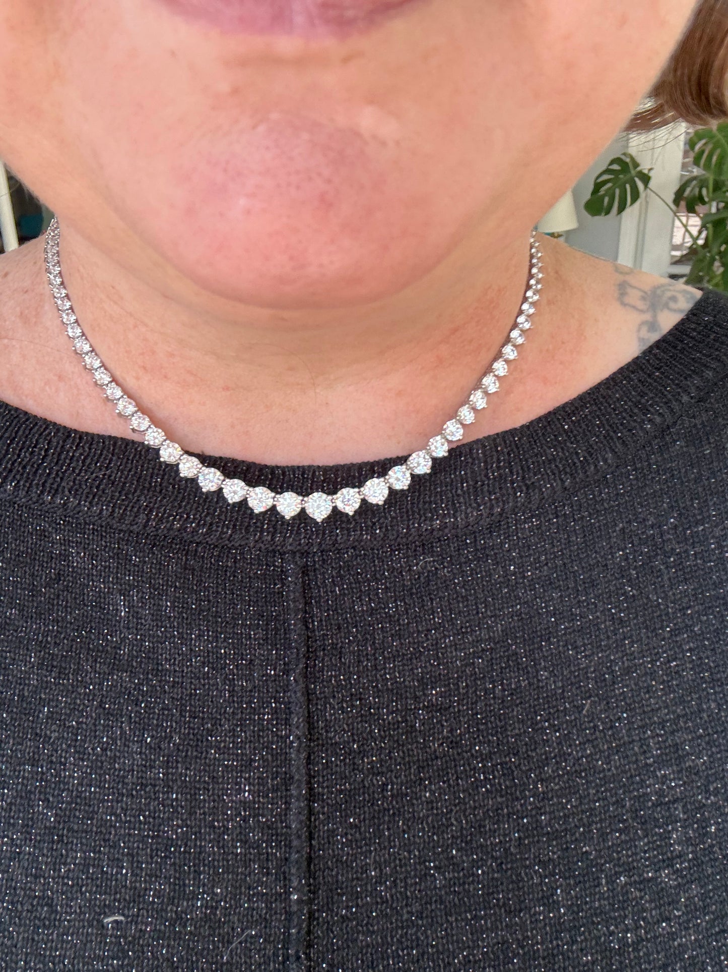 Vintage .925 sterling silver graduated CZ tennis necklace 16”