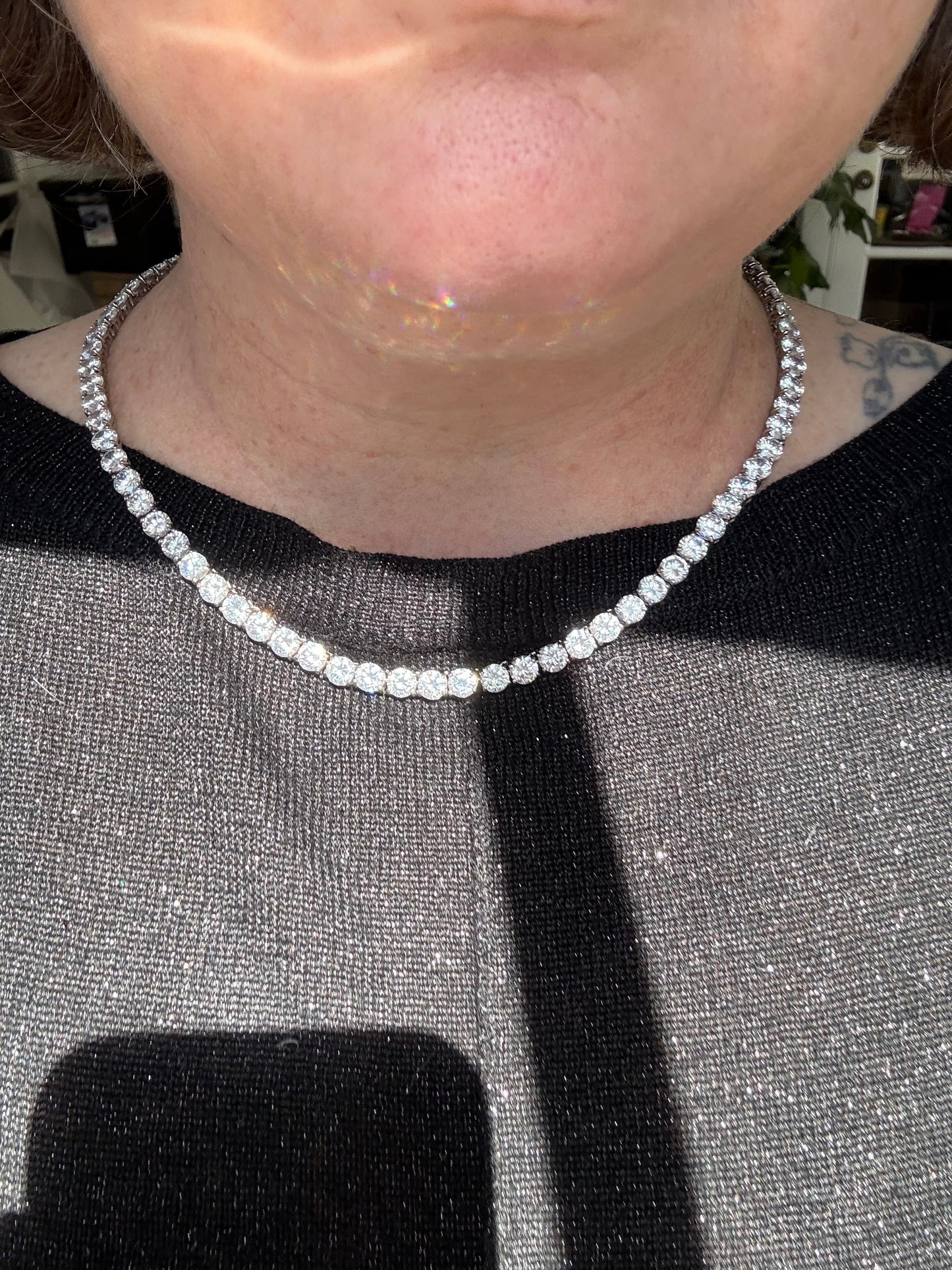 Vintage .925 Sterling 16.5” CZ tennis necklace