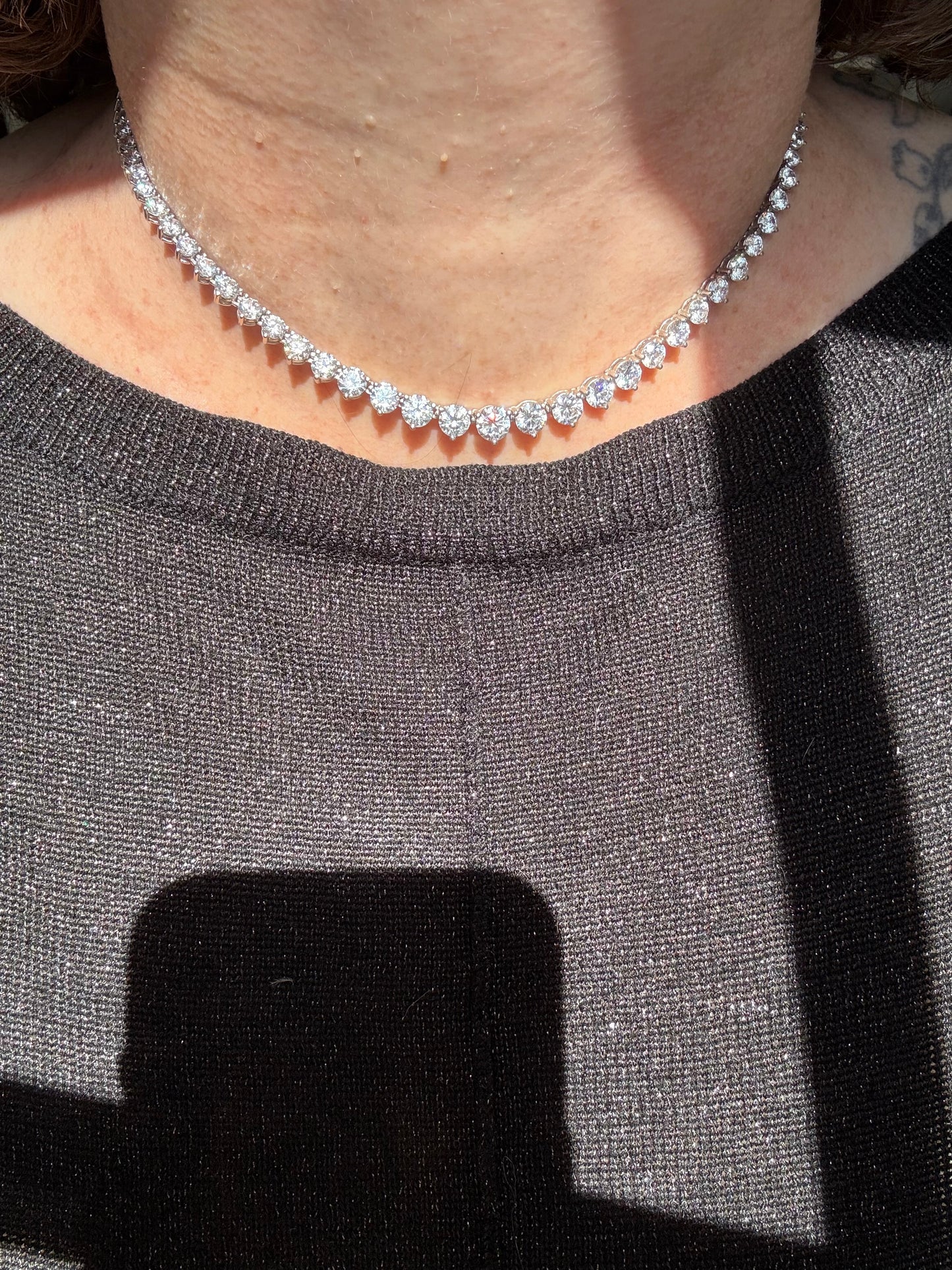 Vintage .925 sterling silver graduated CZ tennis necklace 16”