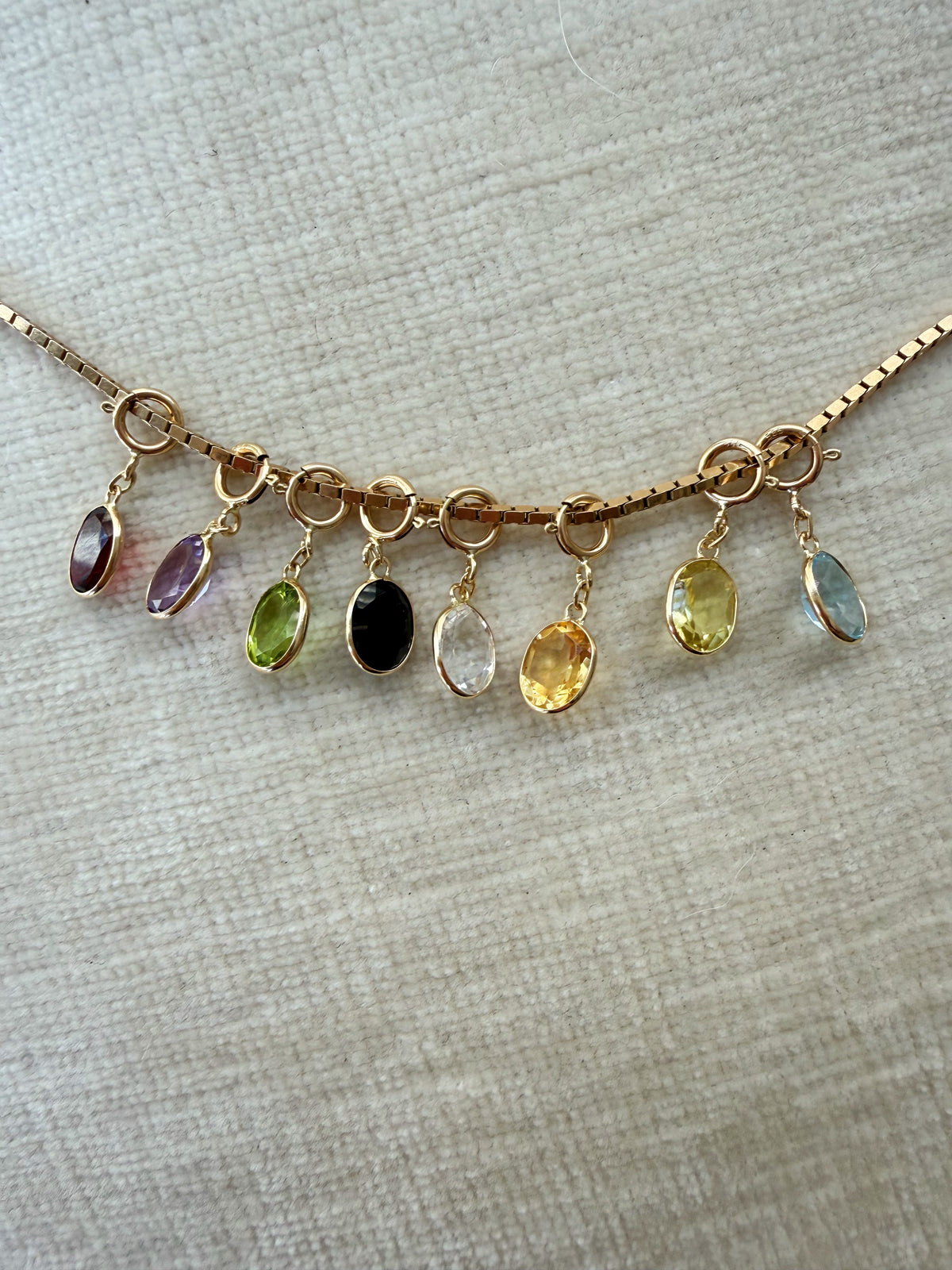 14k Jellybean Charm in Amethyst, Garnet, Peridot, Spinel, Quartz, Topaz, and Sapphire