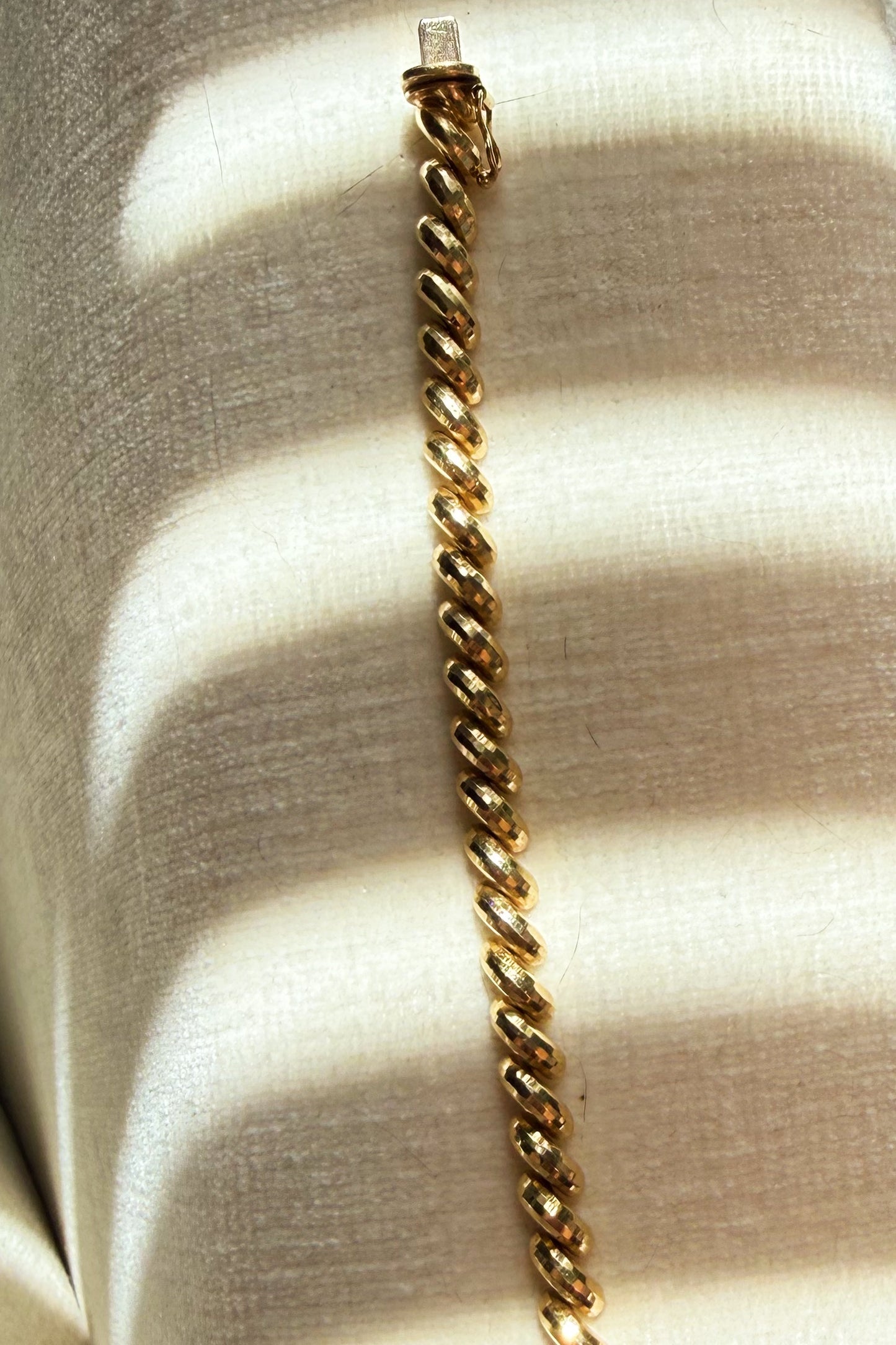 Vintage 14k yellow gold disco cut San Marco bracelet 6.75”