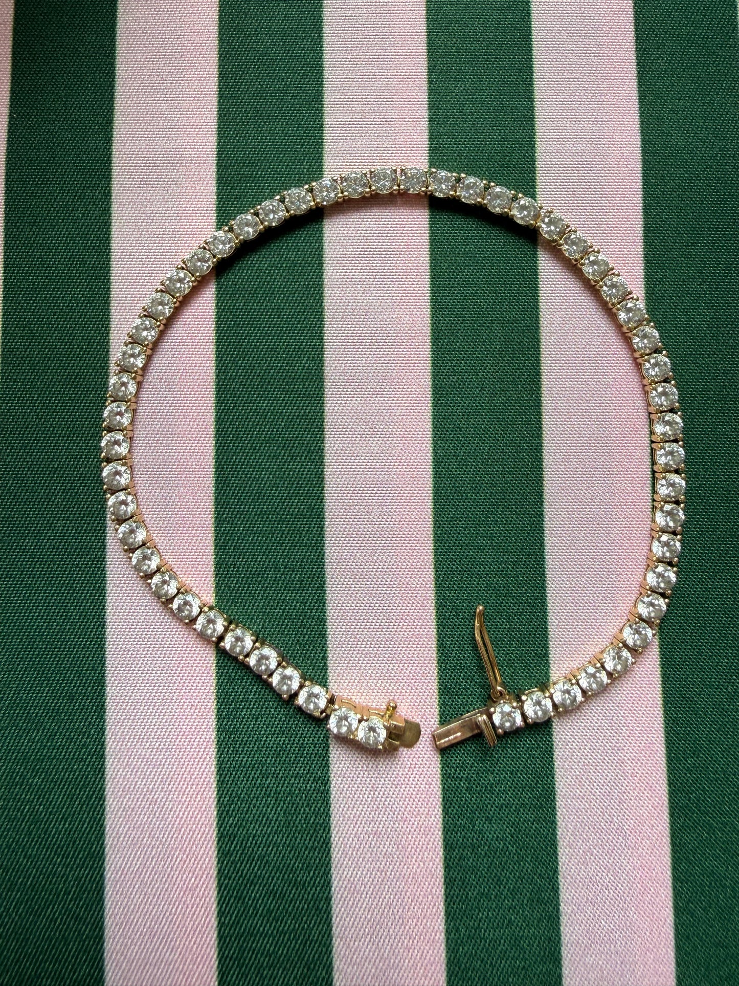 Vintage 10k yellow gold and CZ tennis bracelet 7.5” 6.9g