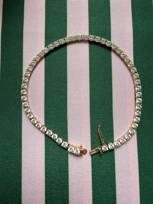 Vintage 10k yellow gold and CZ tennis bracelet 7.5” 6.9g