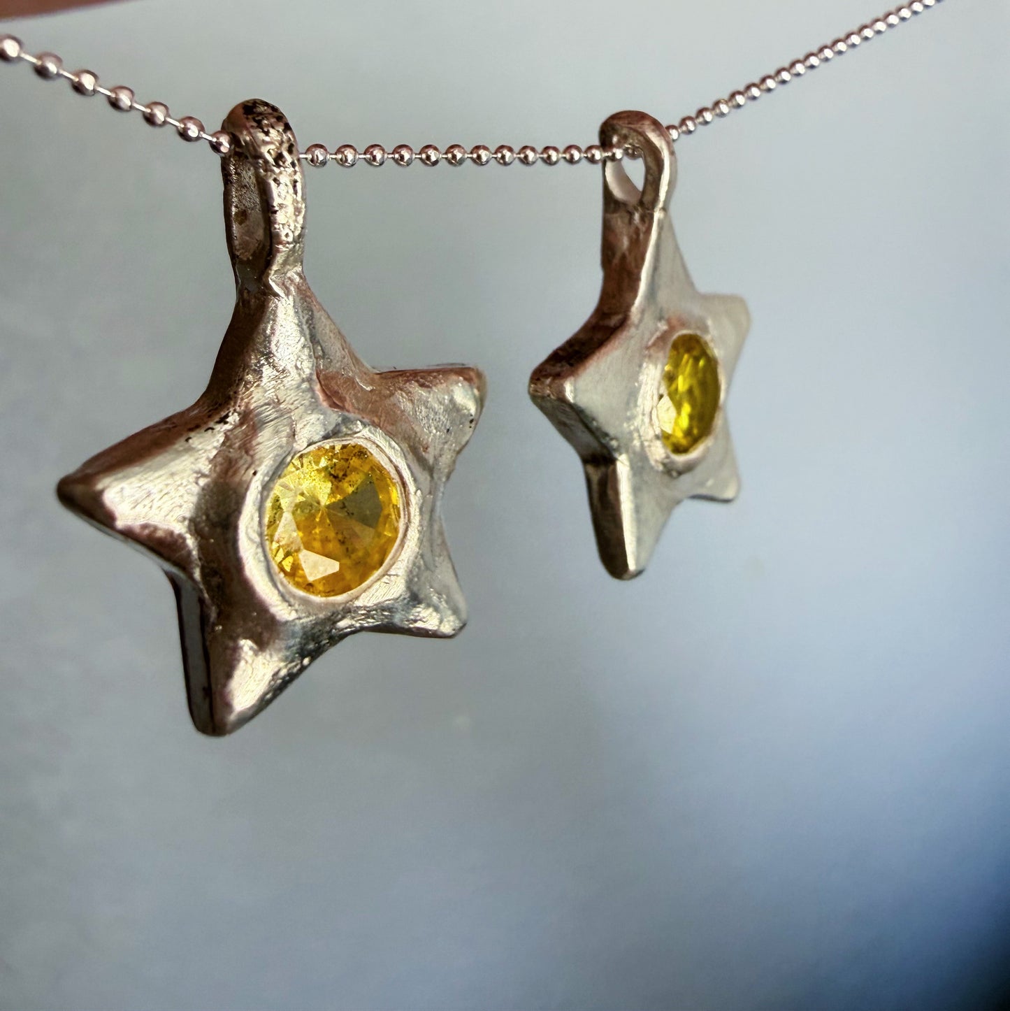 .999 Fine Silver Handmade Gemset Star Charm