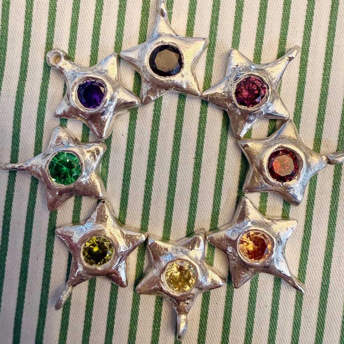 La Étoile Potelée .999 Fine Silver Handmade Gemset Star Charm