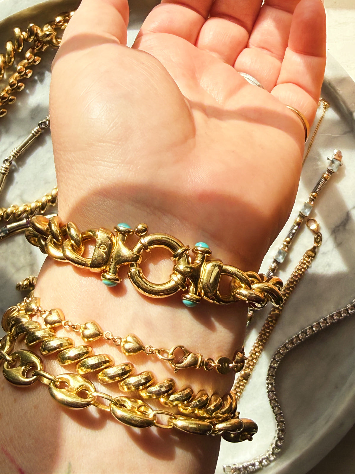 Gold over Sterling Silver Curb Bracelet with Bolt/Sailor clasp