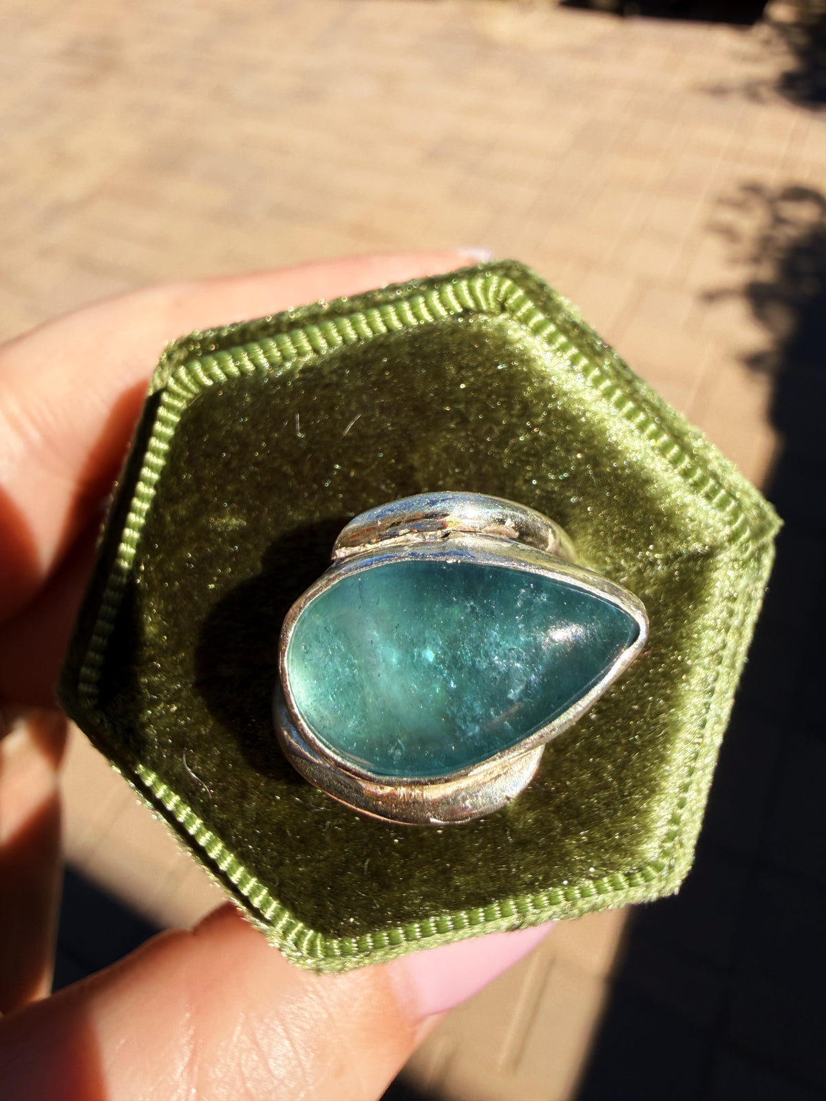 Blue Flourite Sterling Silver Ring size 4.5