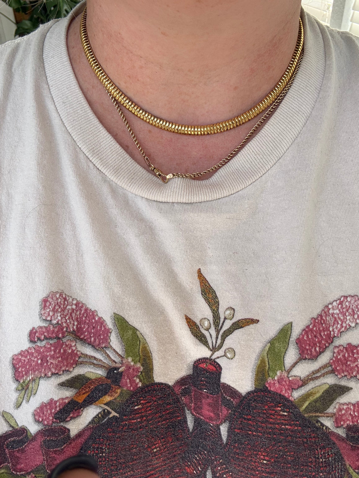 Gold over Sterling Silver Omega Collar Necklace 17” fit