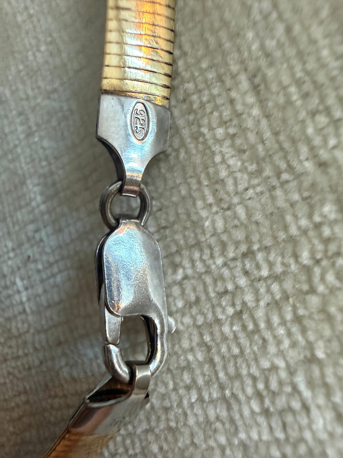 Sterling Silver and Gold Plate Reversible Two Sided Omega Collar 17”