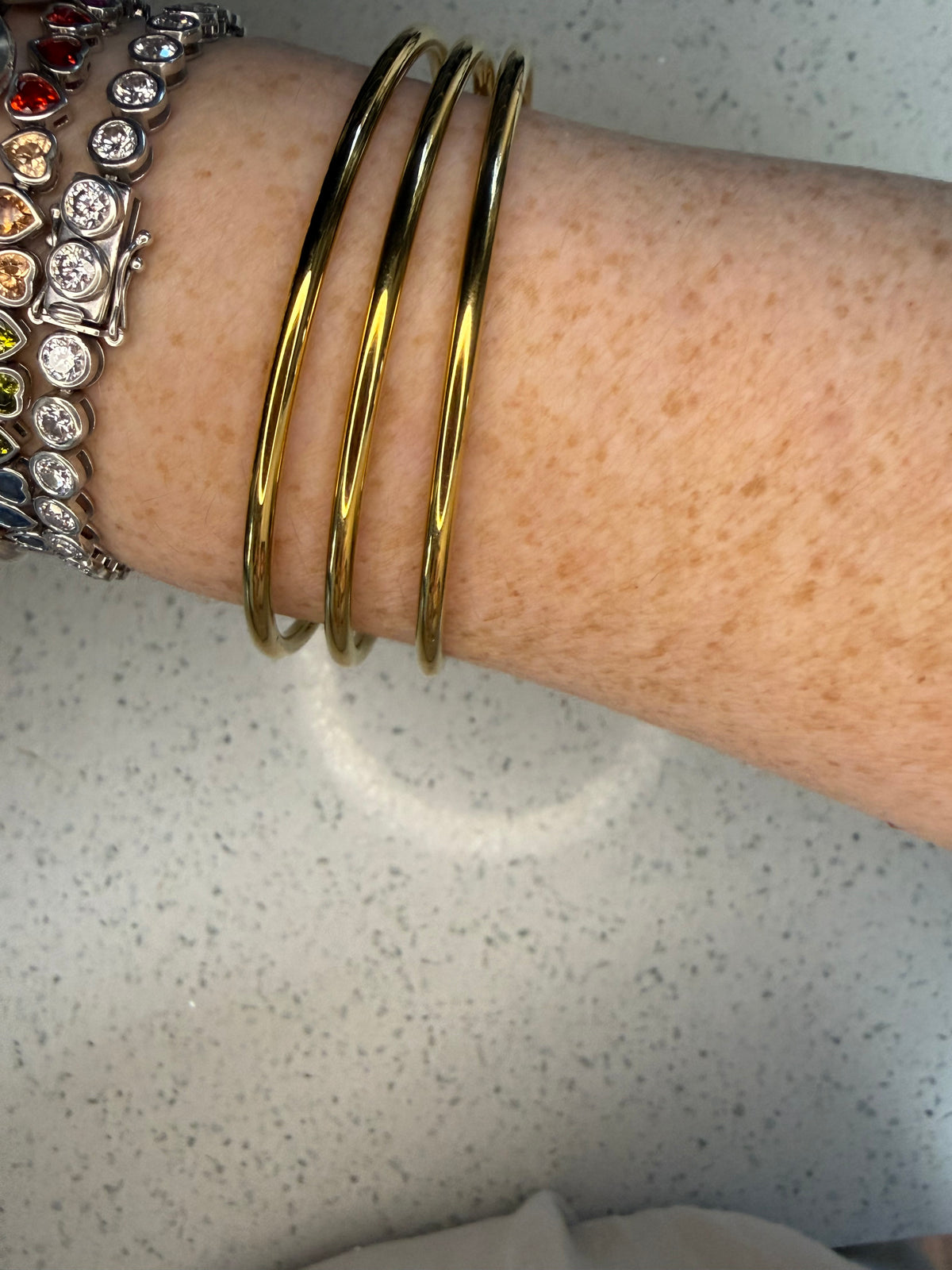 Vintage Kainier 14k Rolled Gold Plate 3 piece bangle set 8.5”