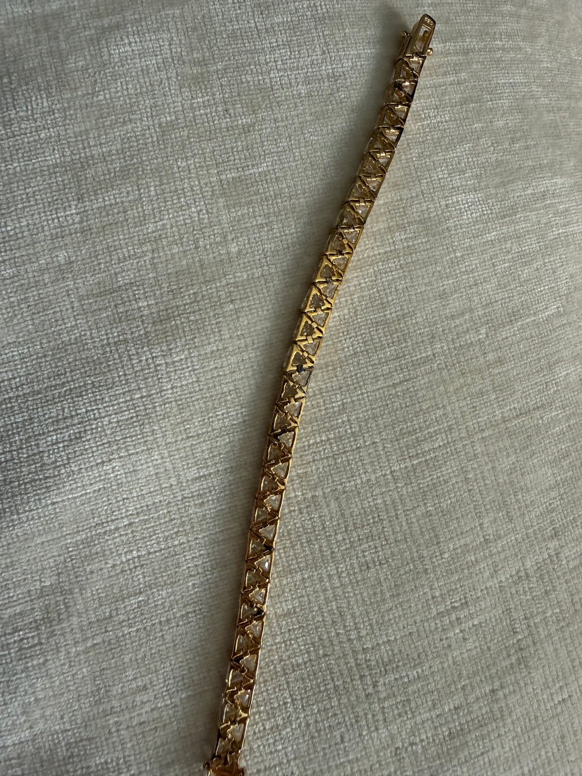 Gold over Sterling Silver triangle/trillion cut CZ tennis bracelet