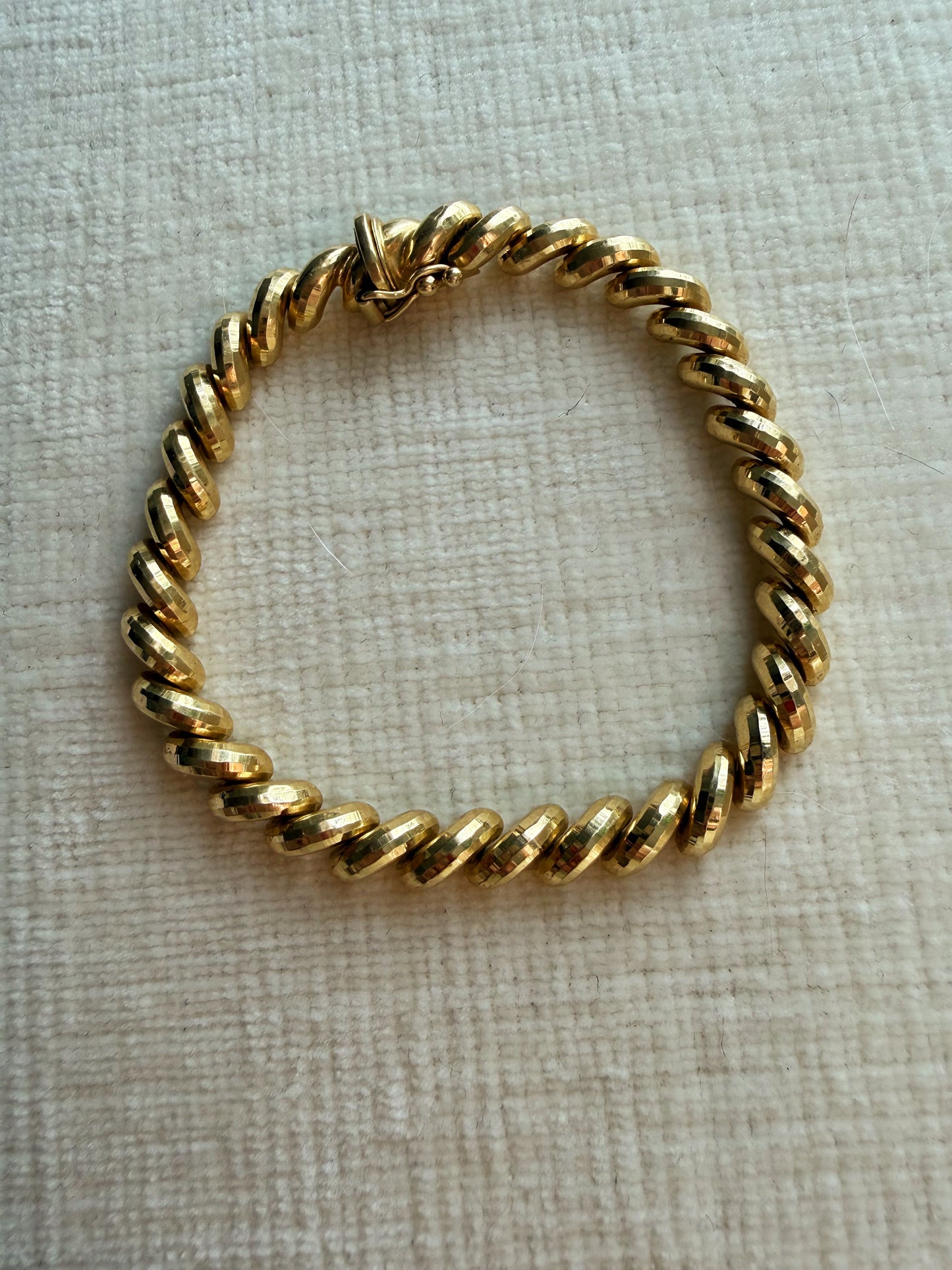 Vintage 14k yellow gold disco cut San Marco bracelet 6.75”