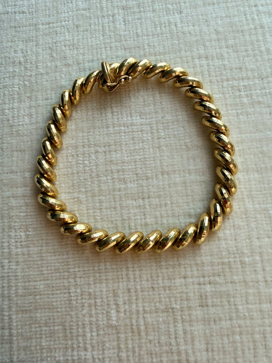Vintage 14k yellow gold disco cut San Marco bracelet 6.75”