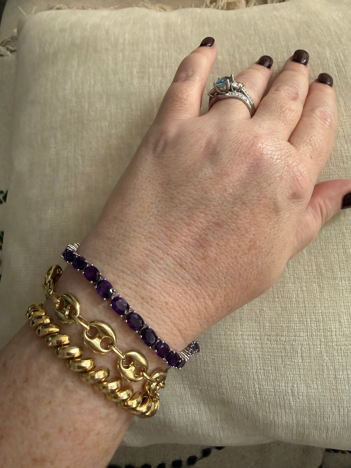 Sterling silver amethyst tennis bracelet 8.5”