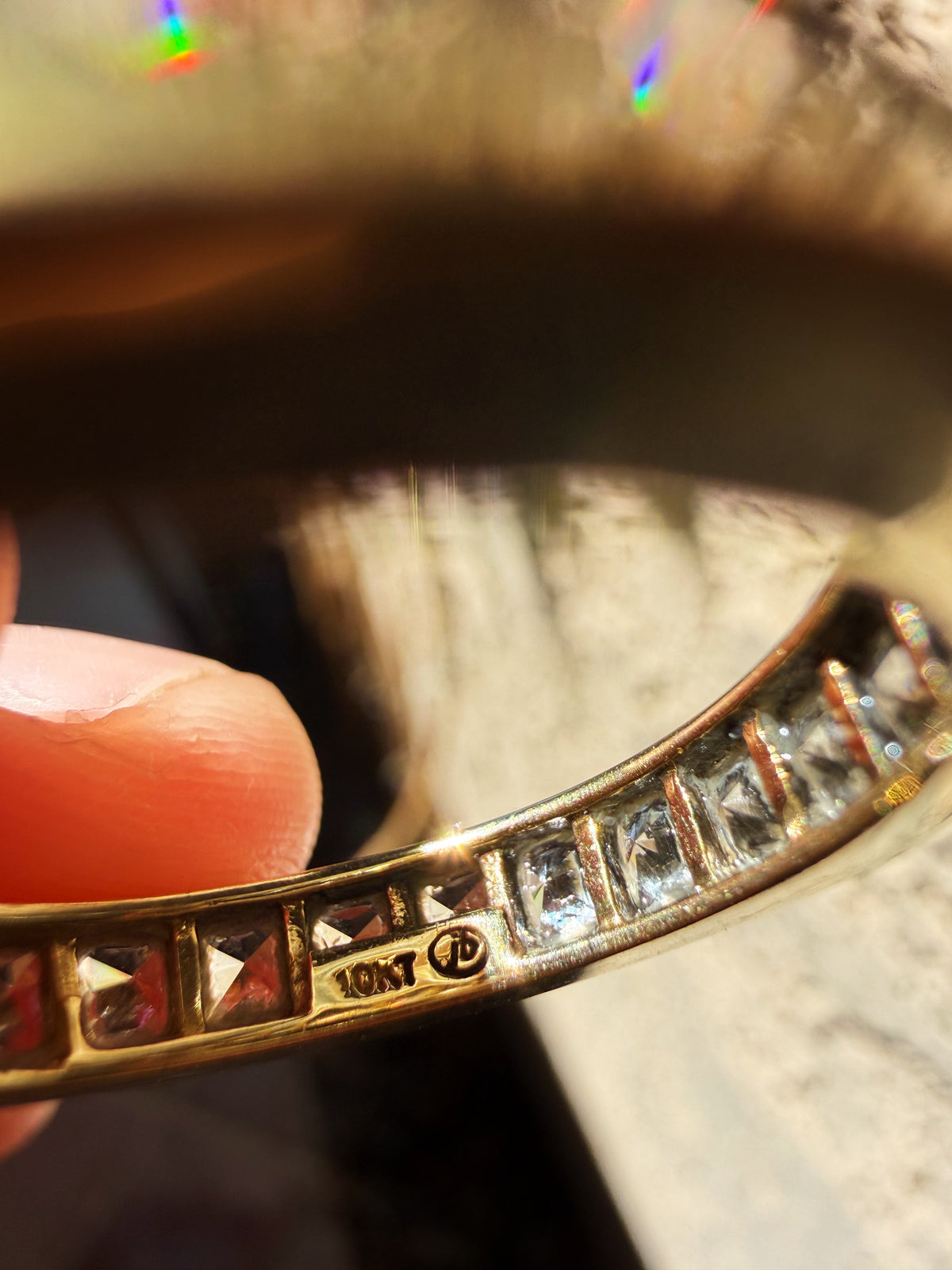 Vintage 10K Yellow Gold and CZ Channel Set Eternity Band size 9.75 4.64 grams