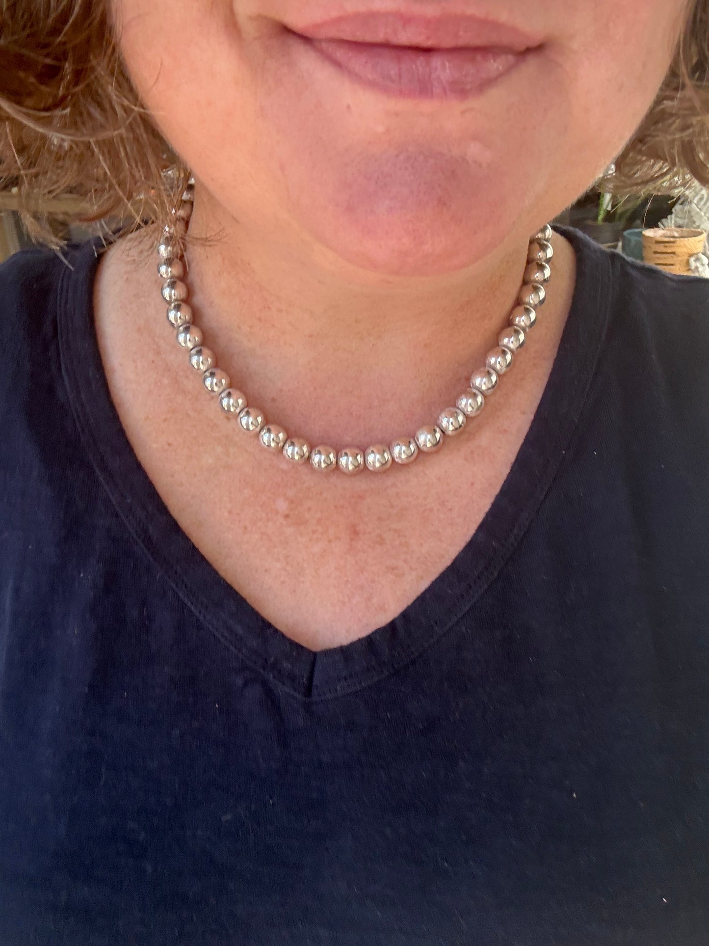 Vintage Milor Sterling Silver Ball Bead Chain Necklace