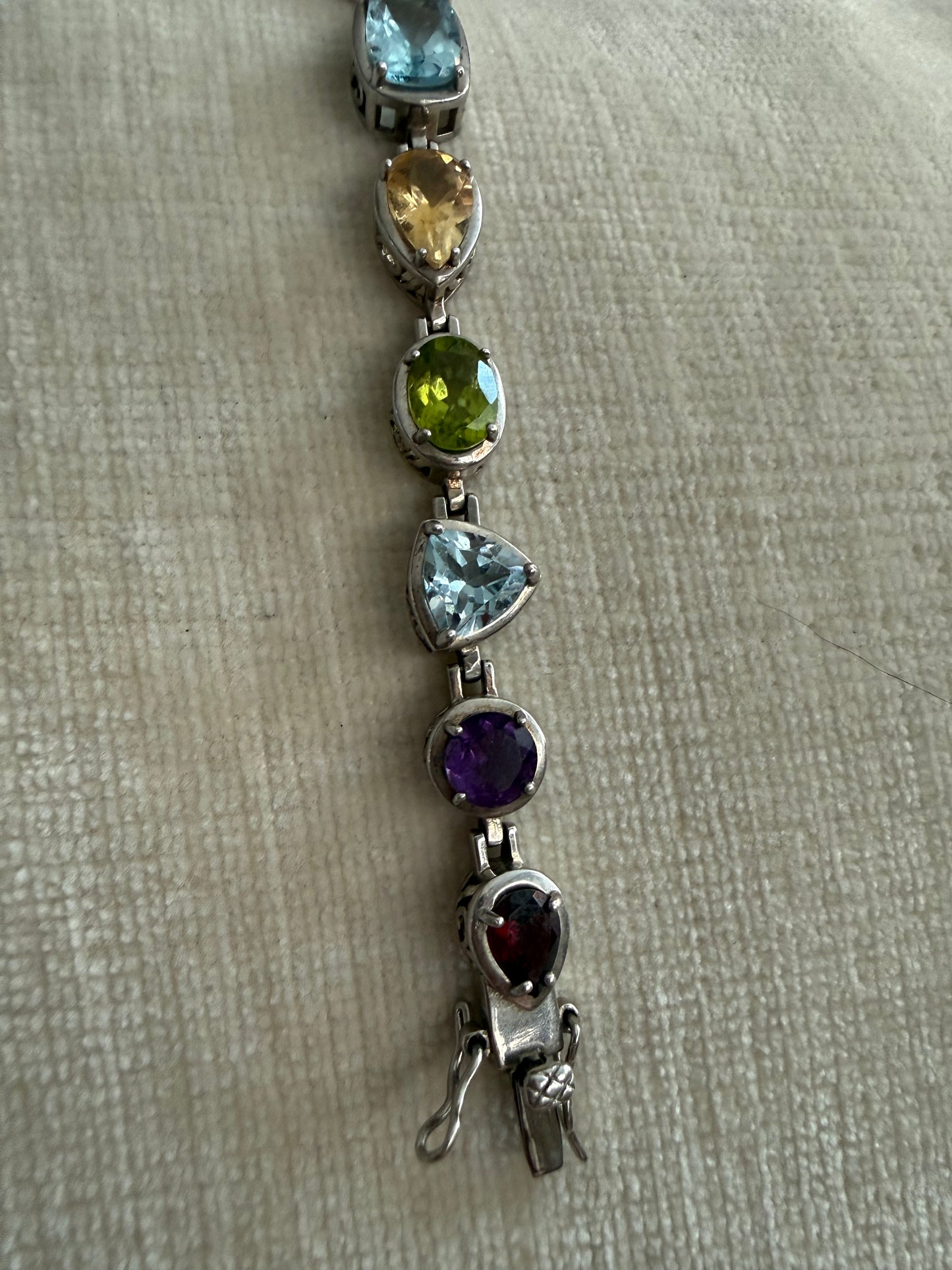 Sterling Silver Multicolored Gemstone Bracelet