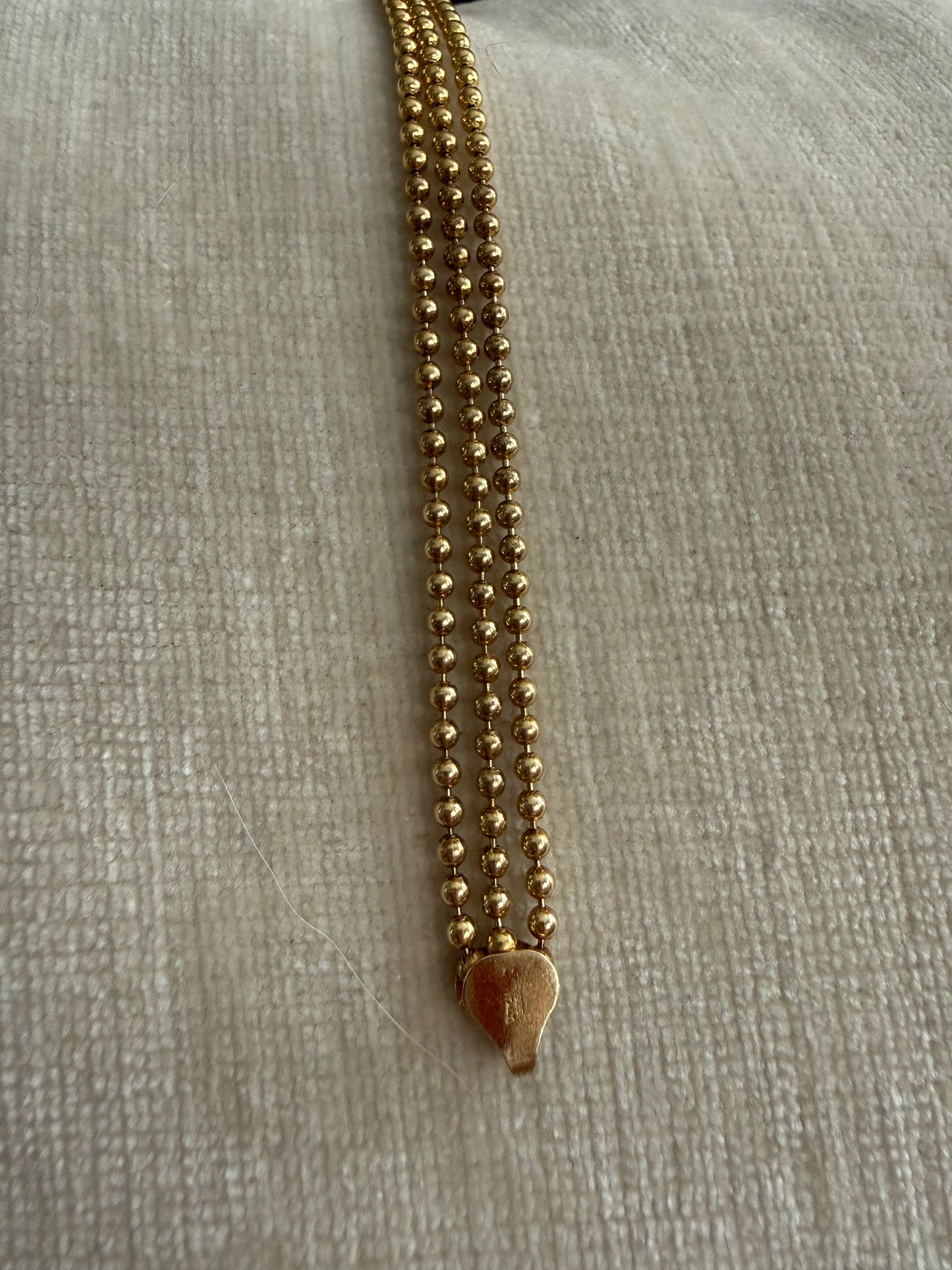Gold over Sterling Silver 3 Strand Ball Bead Bracelet 7.5”