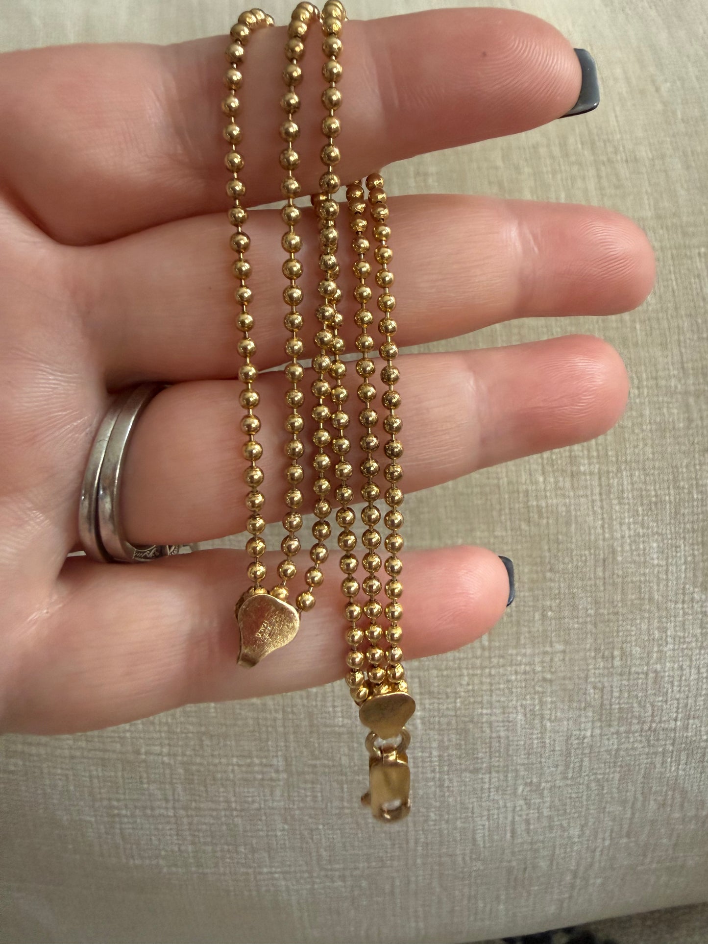 Gold over Sterling Silver 3 Strand Ball Bead Bracelet 7.5”