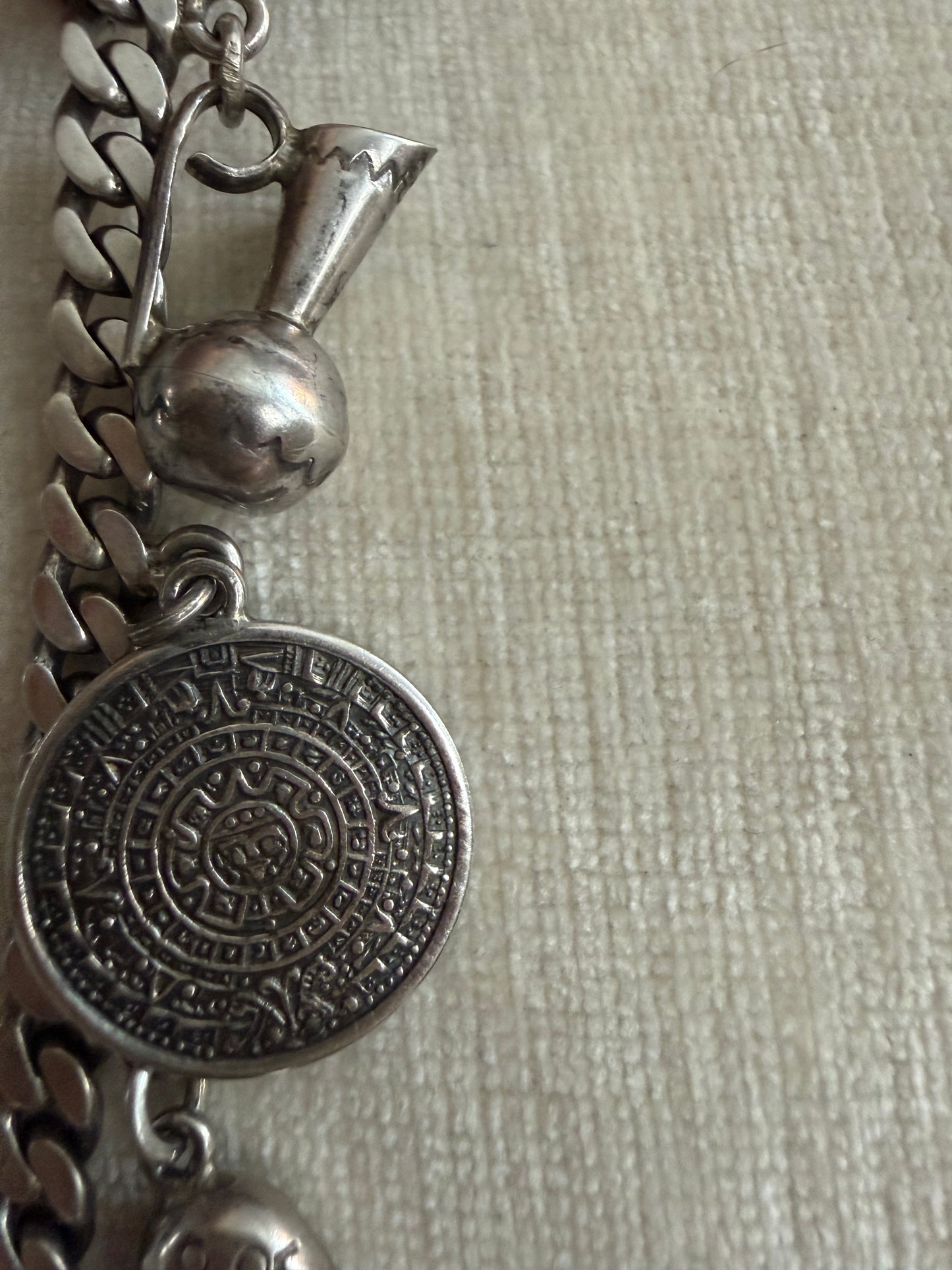 Vintage Taxco Sterling Silver Mexico Charm Bracelet 42.4g