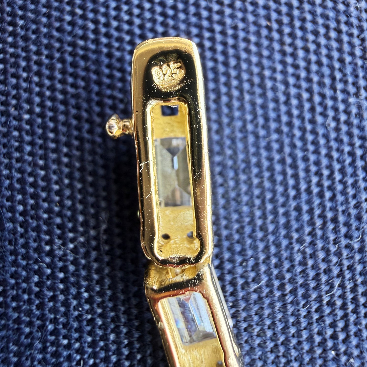 Gold Over Sterling Silver Emerald Cut CZ Vintage Tennis Necklace .925 Vermeil
