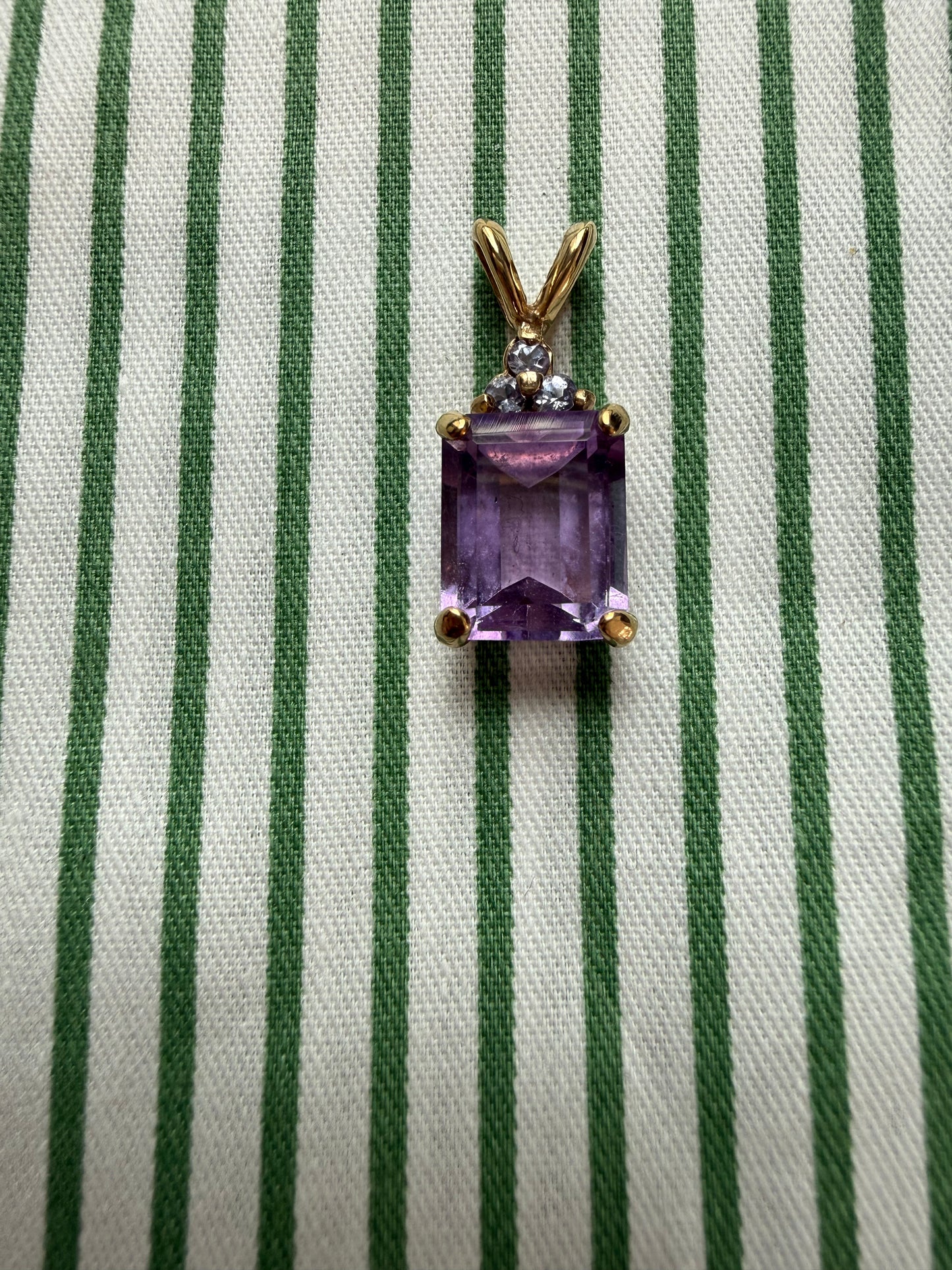 Vintage 10k Yellow Gold Amethyst and Tanzanite Pendant Charm