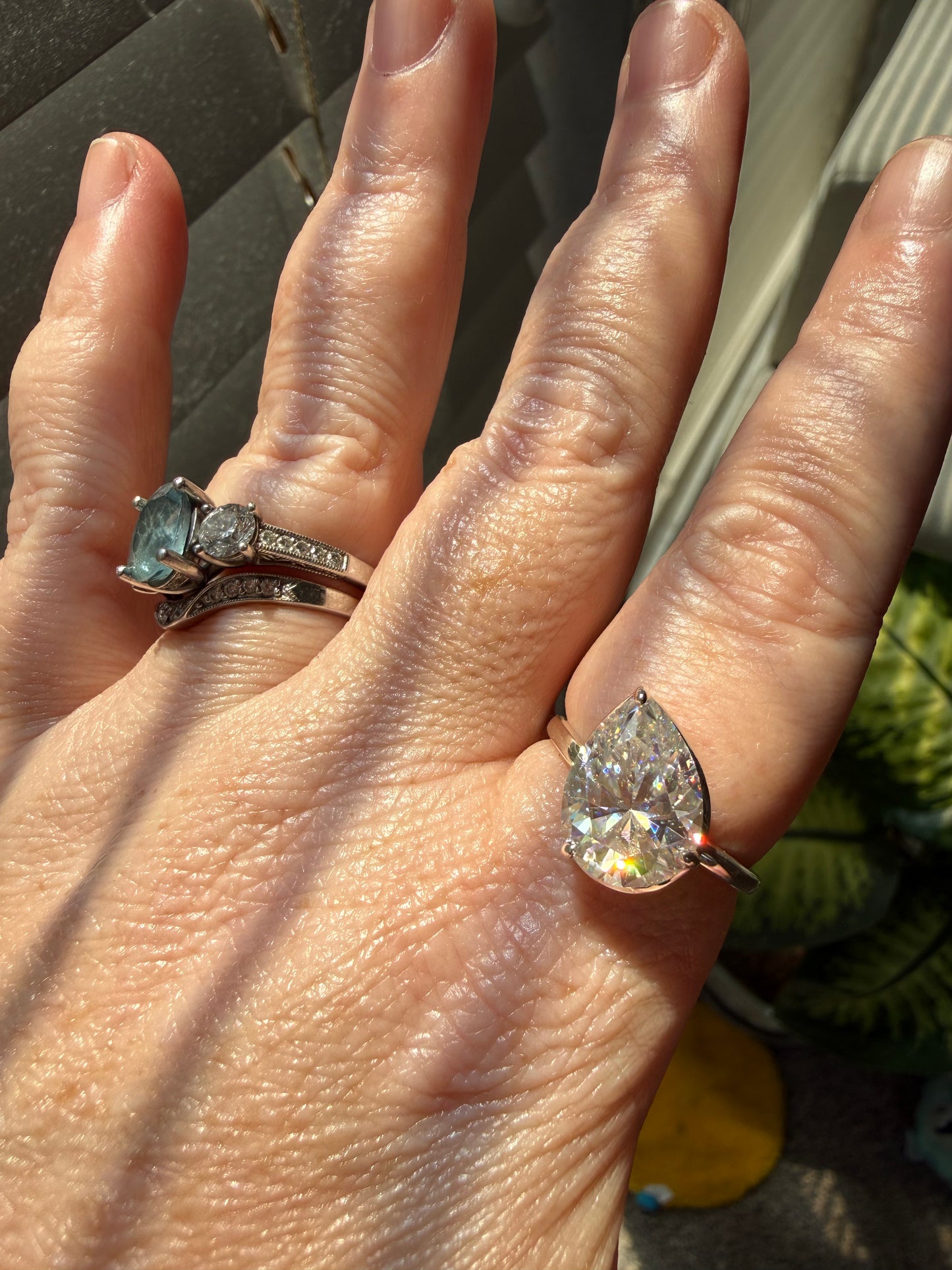 6 ct Pear Moissanite Solitaire Tilted Modern Engagement Ring .925 Sterling Silver