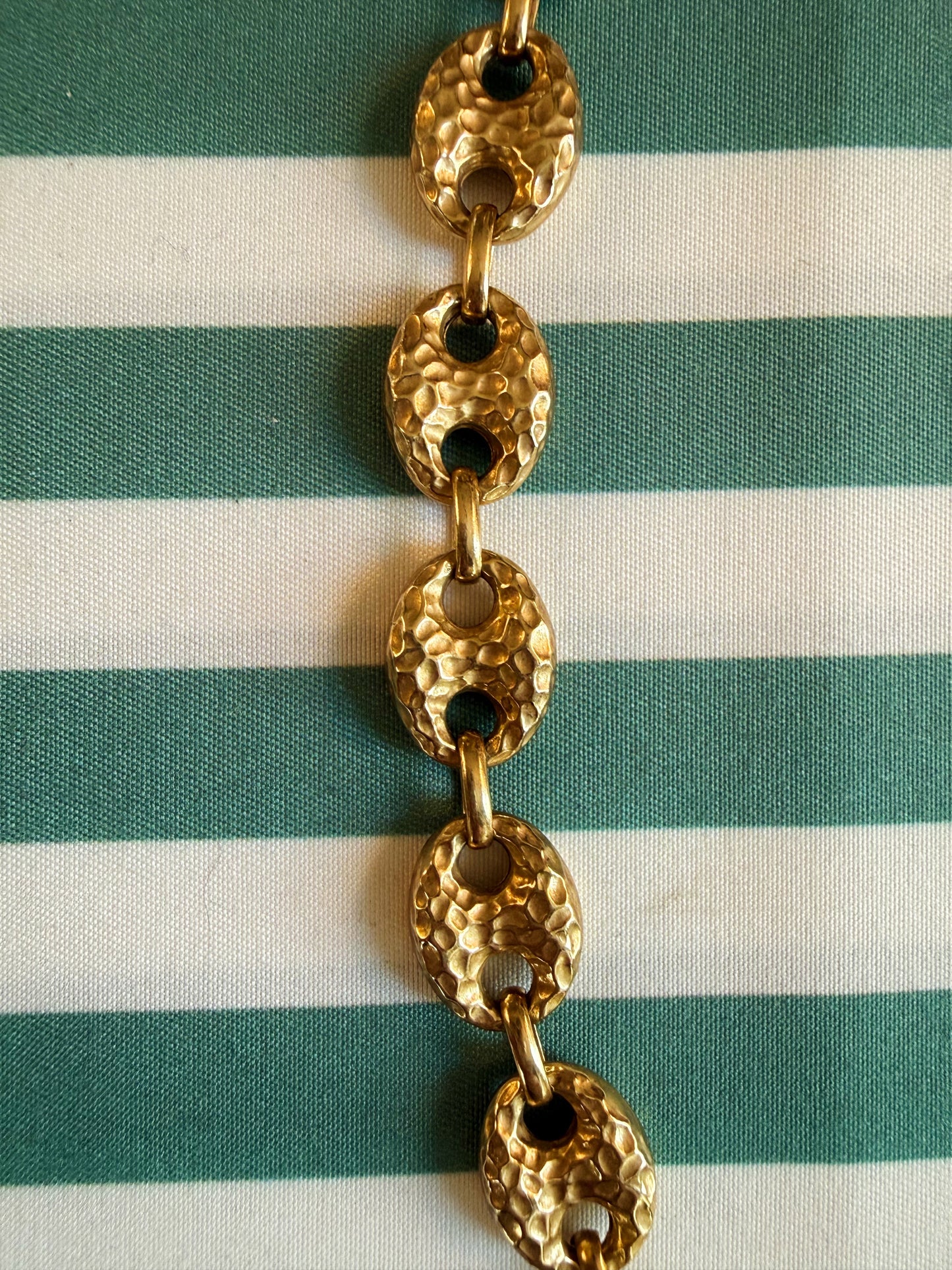 Vintage Gold Vermeil Textured Puff Mariner Anchor Link Chain 18”