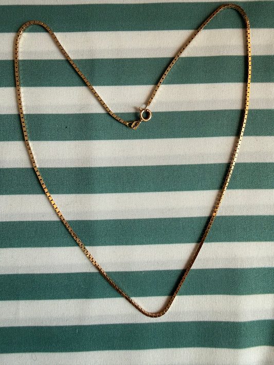 Vintage 14k 585 Yellow Gold Box Chain 18” Necklace