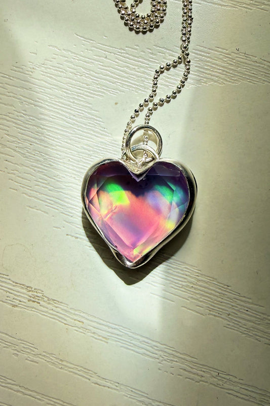 Aurora Opal Sterling Silver Charm in Heart or Star