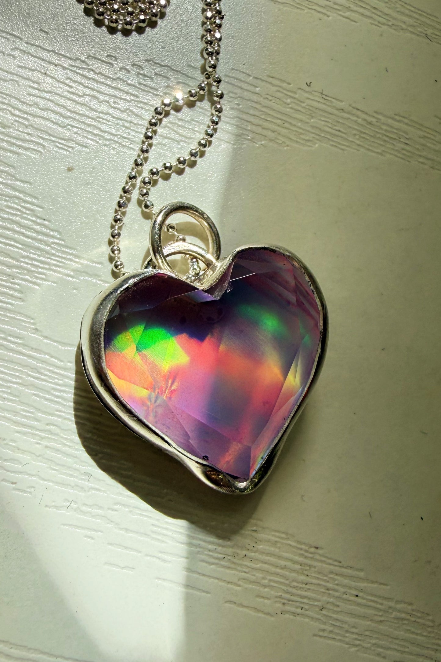 Aurora Opal Sterling Silver Charm in Heart or Star