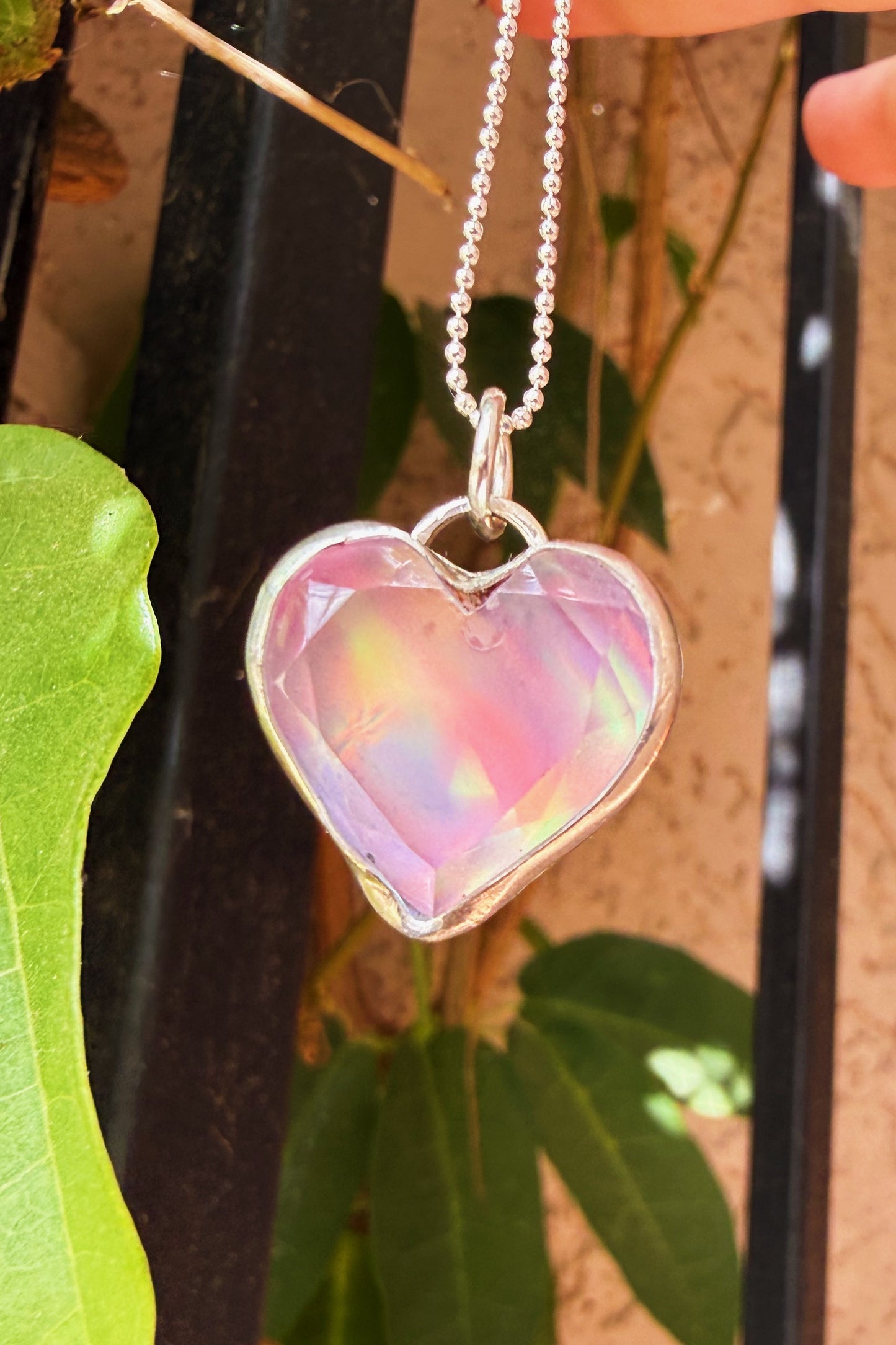 Aurora Opal Sterling Silver Charm in Heart or Star