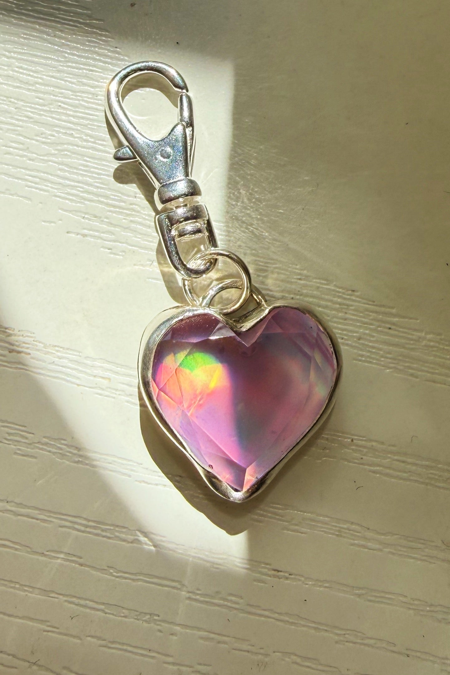 Aurora Opal Sterling Silver Charm in Heart or Star