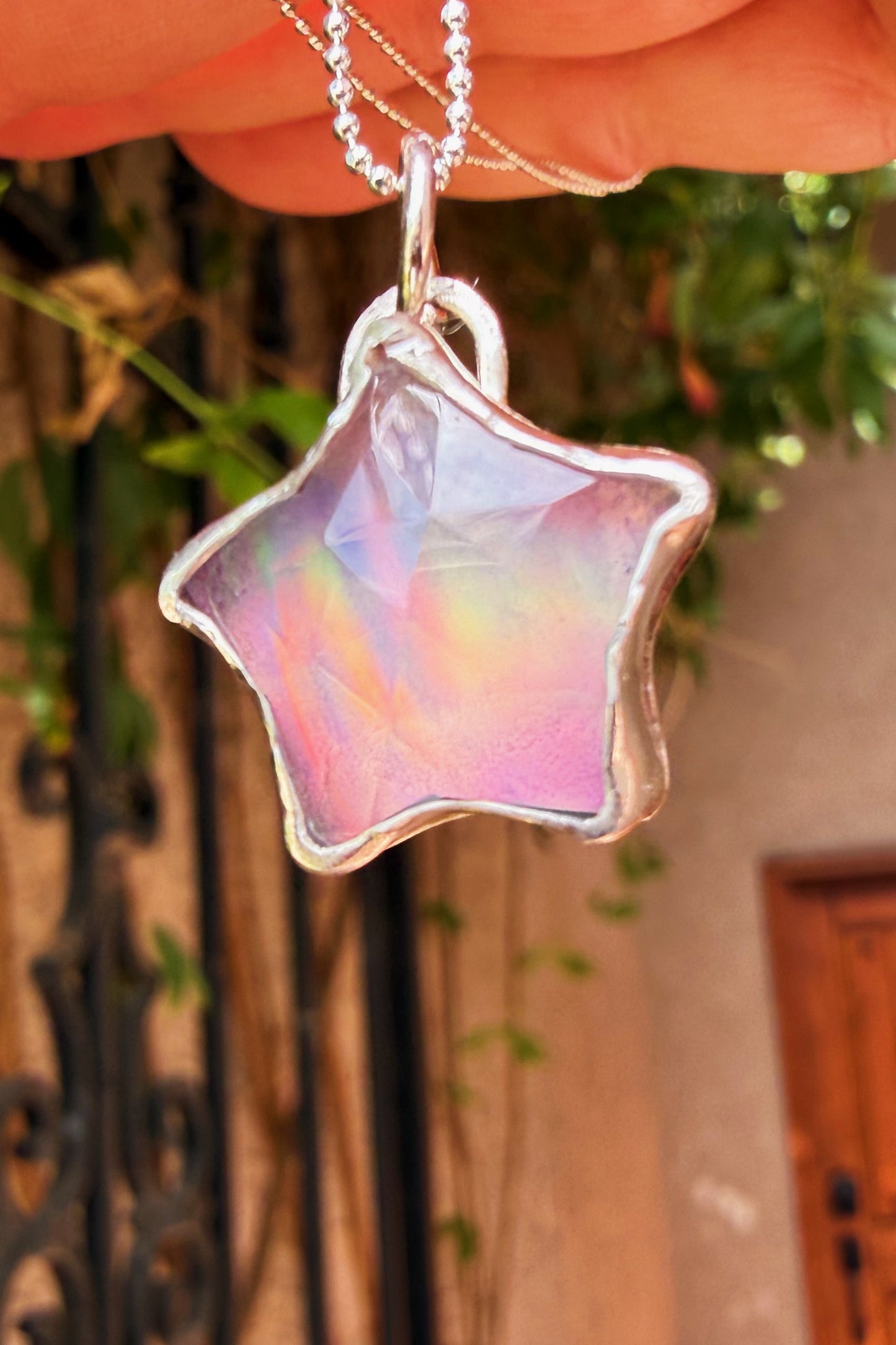 Aurora Opal Sterling Silver Charm in Heart or Star