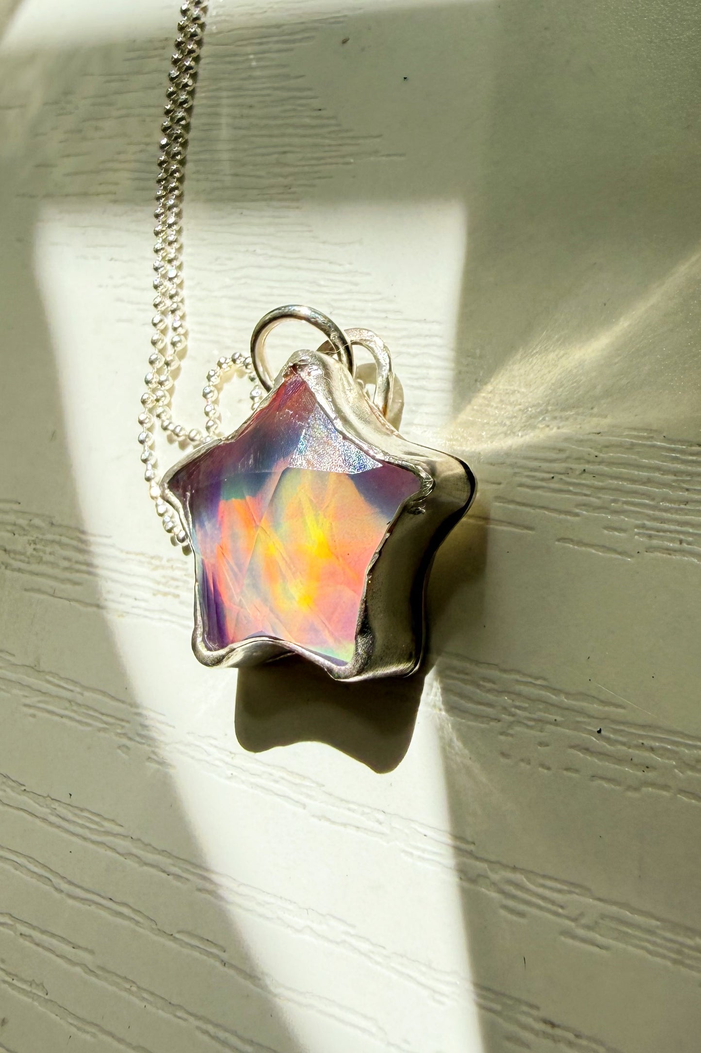 Aurora Opal Sterling Silver Charm in Heart or Star