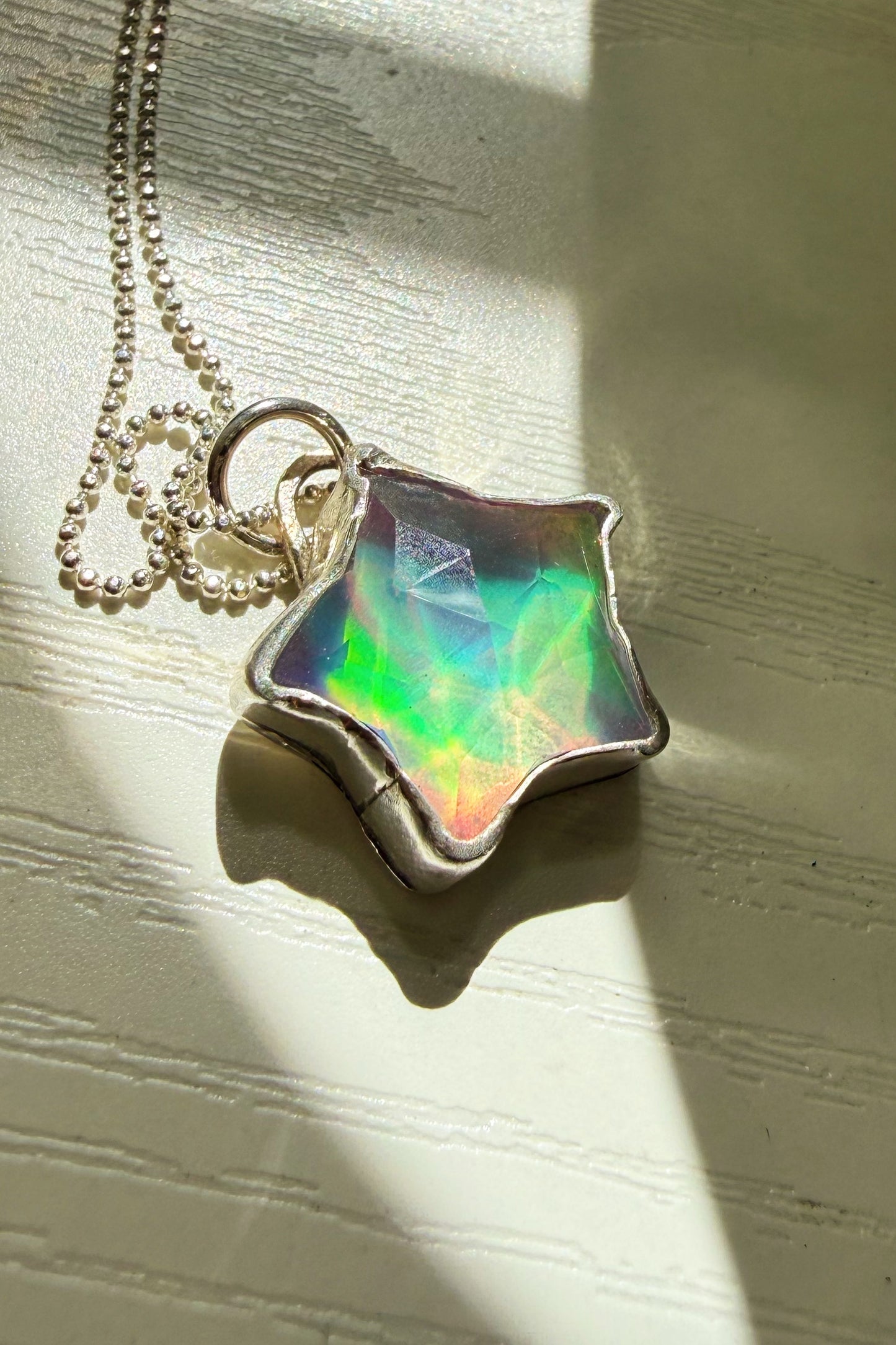 Aurora Opal Sterling Silver Charm in Heart or Star