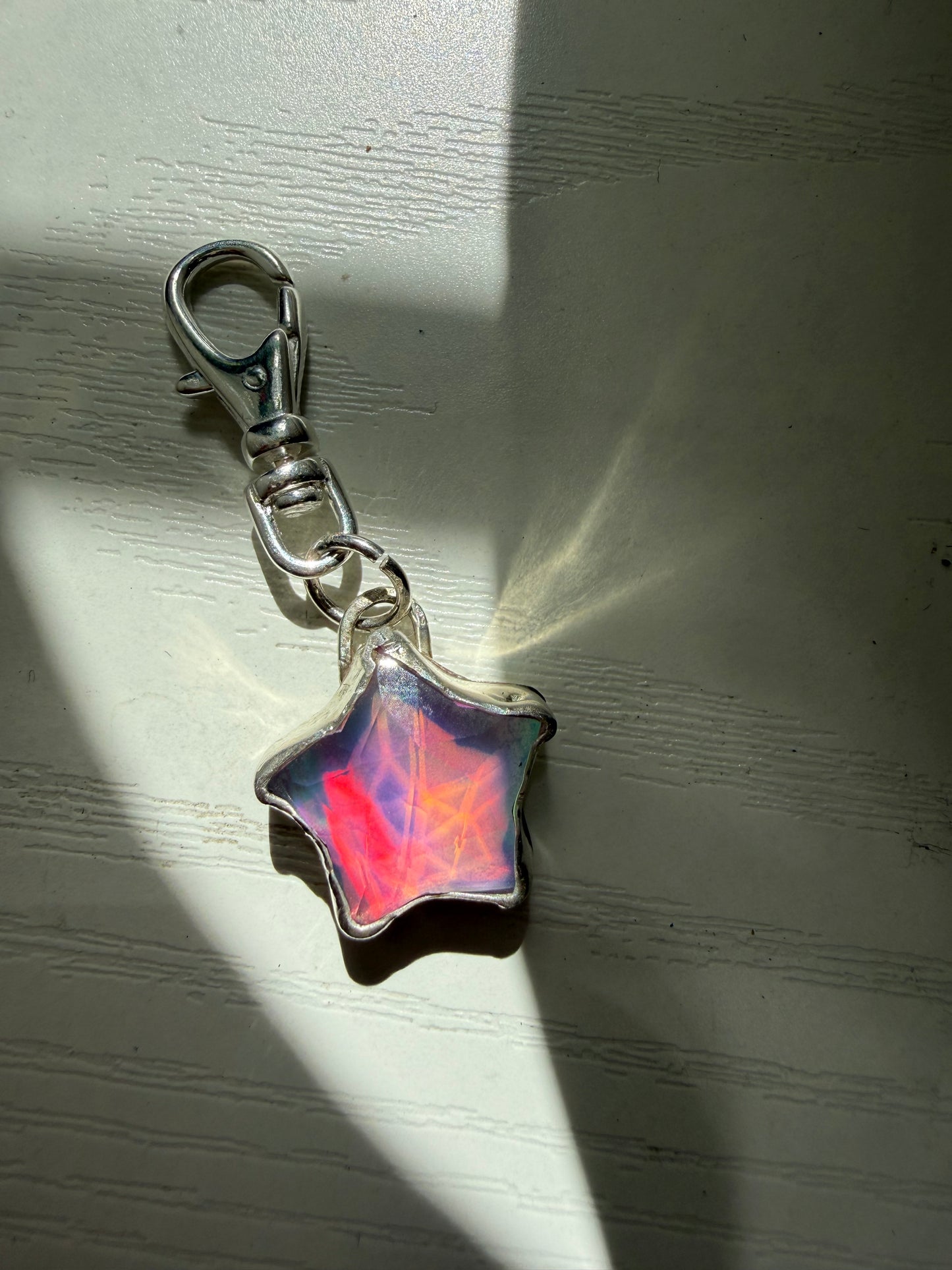 Aurora Opal Sterling Silver Charm in Heart or Star