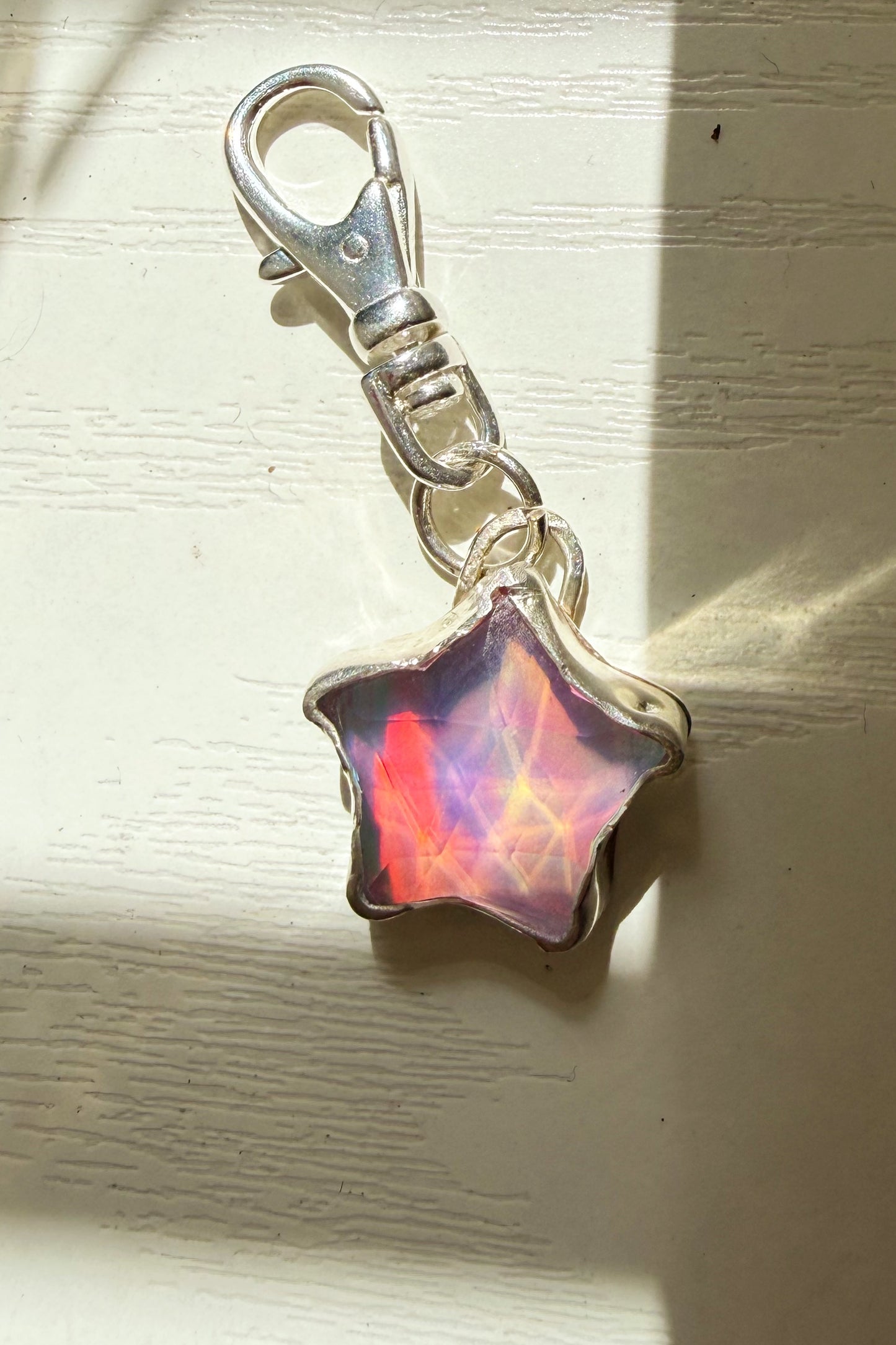Aurora Opal Sterling Silver Charm in Heart or Star