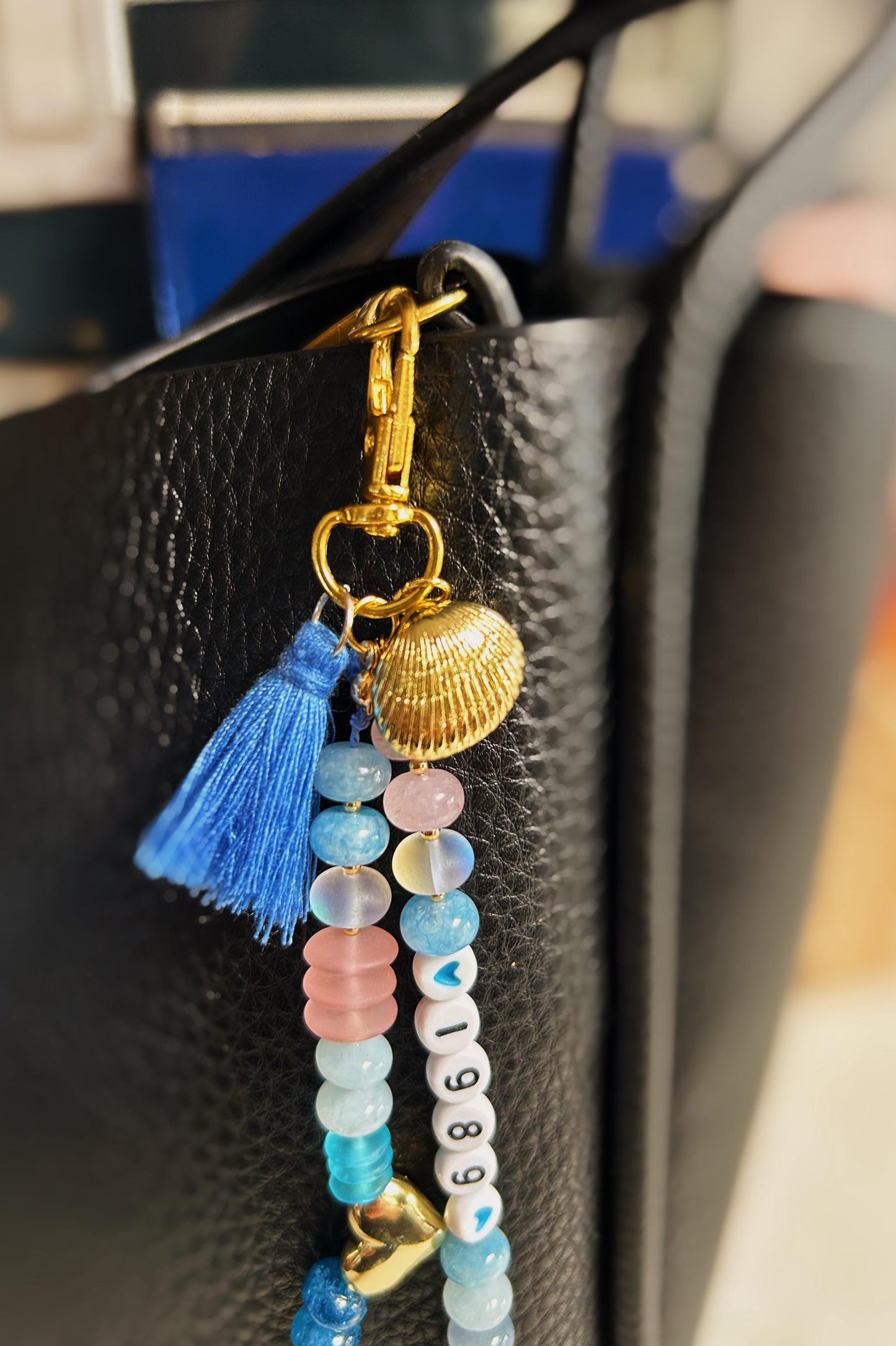Handmade 1989 Era Genuine Gemstone 18k Gold Filled Keychain Bag Charm Friendship Bracelet style