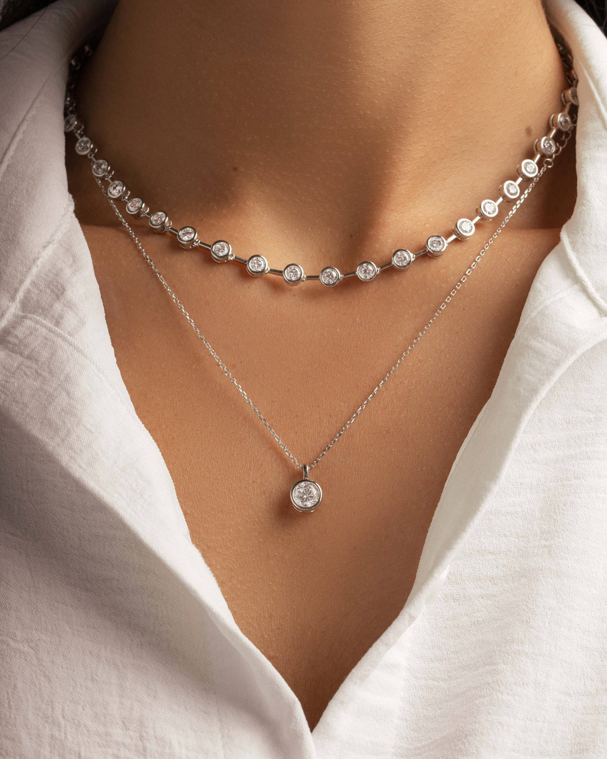 Icon Bezel Tennis Necklace