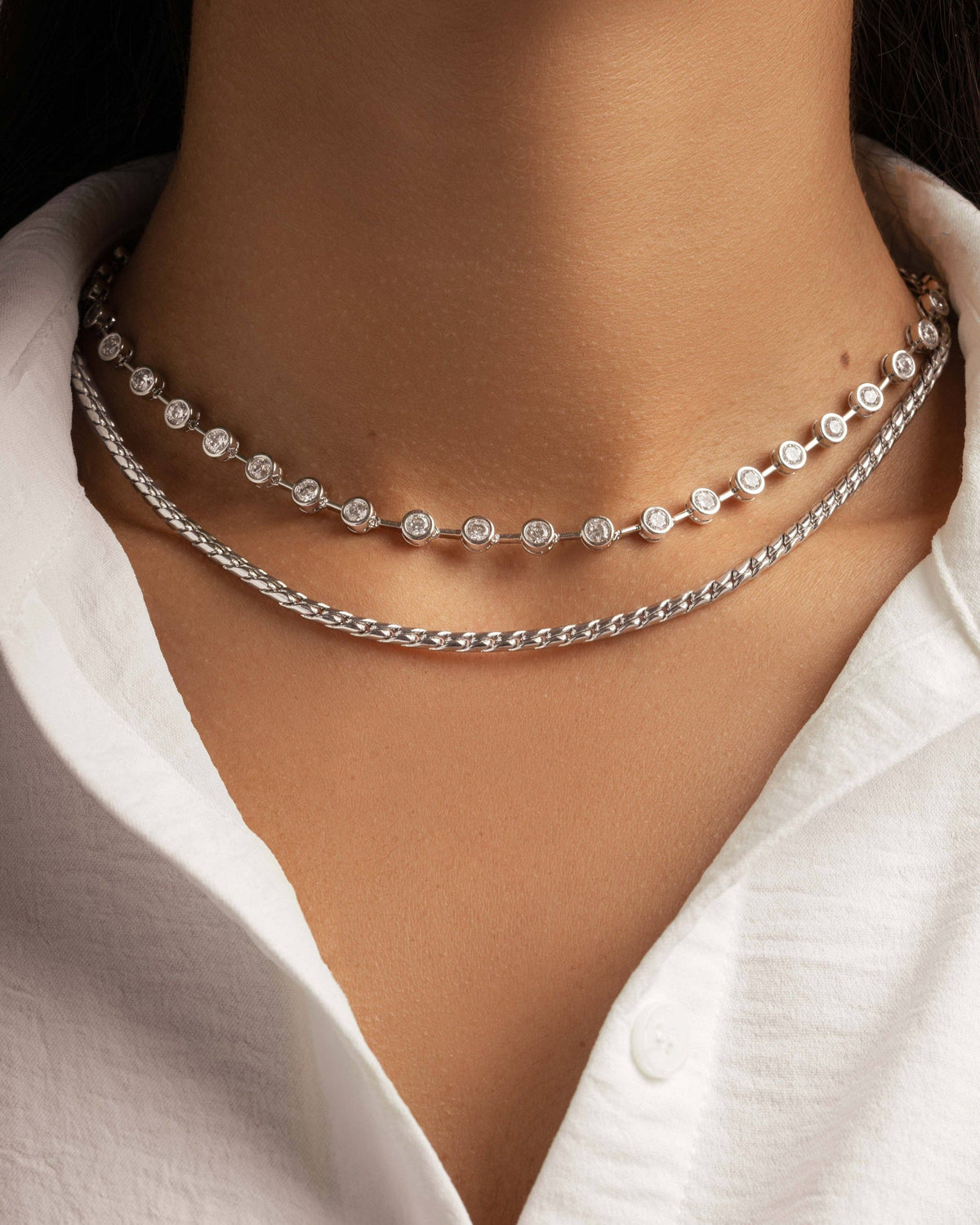 Icon Bezel Tennis Necklace